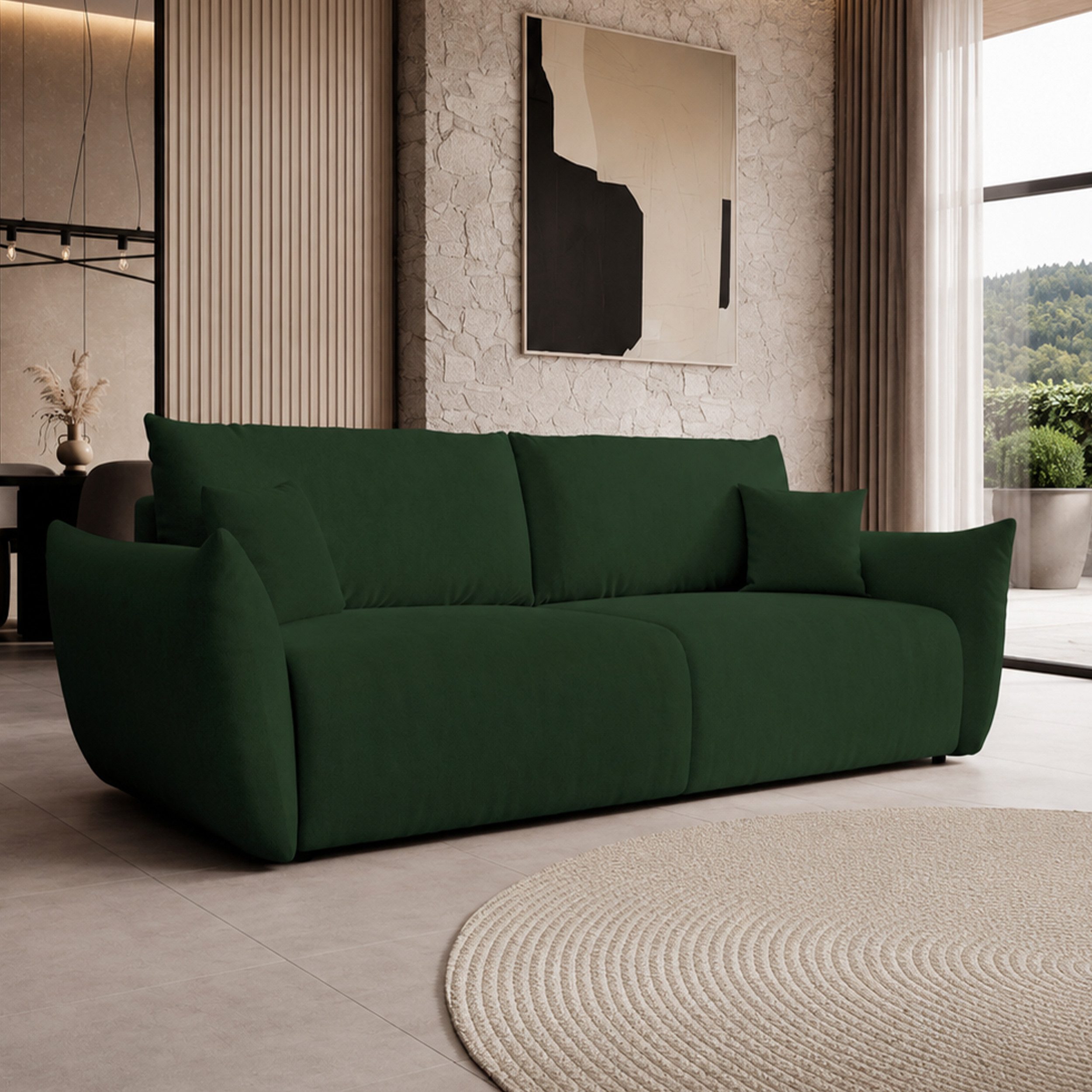 Goldstoff Sofa Cord mit Schlaffunktion 240 cm