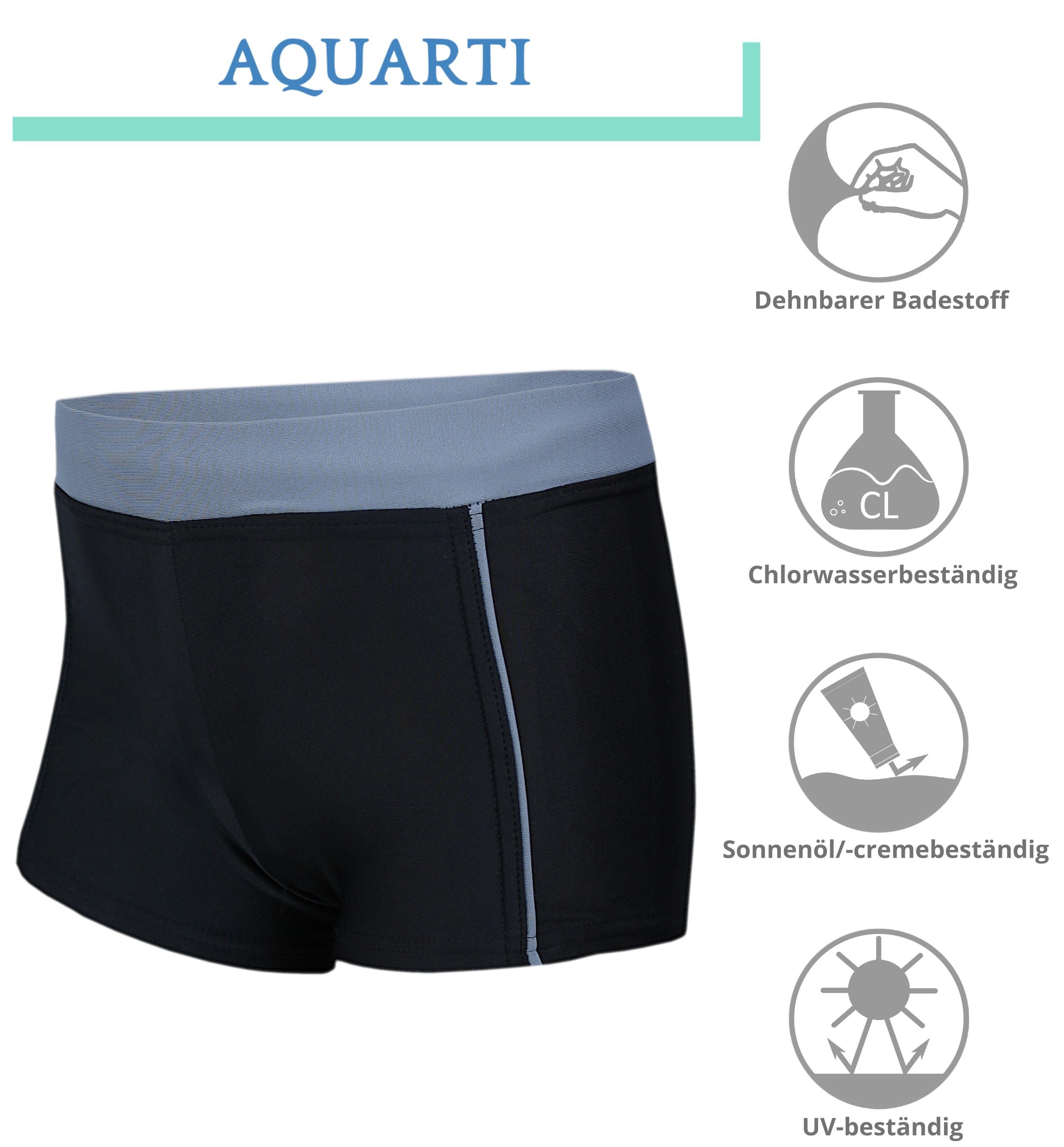 Aquarti Badeshorts Aquarti Jungen Badehose Schwimmhose Seitliche Paspel Kinder Badeshorts – Bild 2 von 5