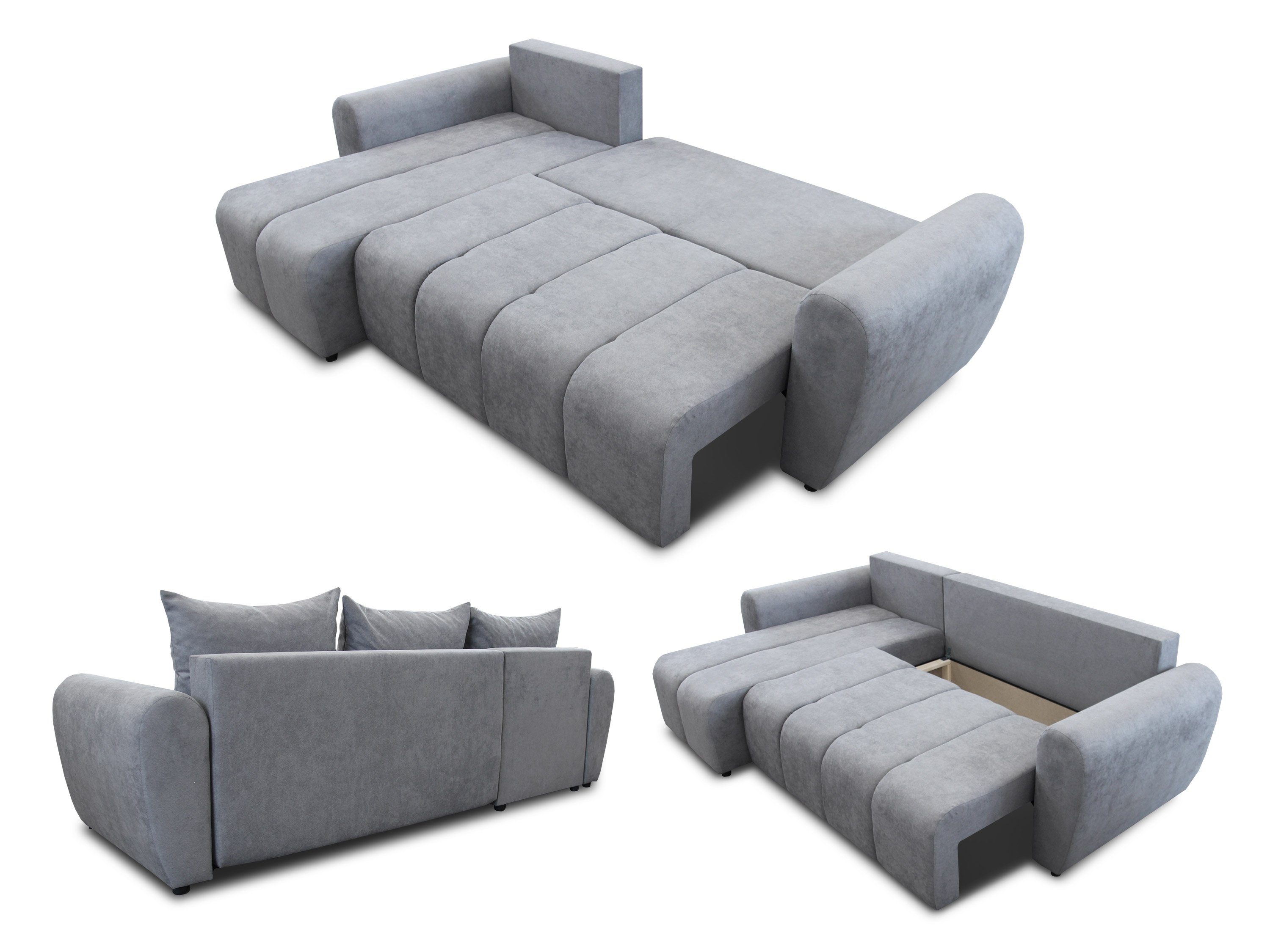 Sofnet Ecksofa Cleo L, mit Schlaffunktion und Bettkasten, L-Form Couch, Schlafsofa, Ottomane Universal