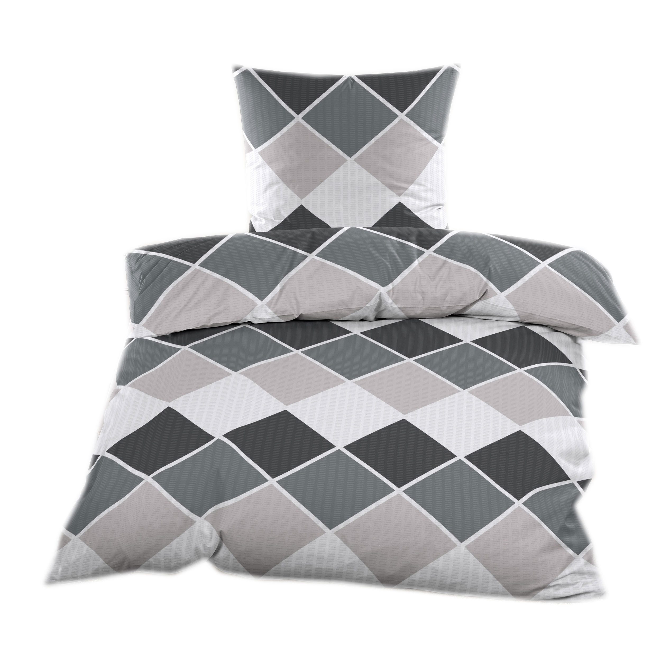 Casa Colori Bettwäsche Seersucker Bettwäsche 135x200 Reißverschluss Grau Be günstig online kaufen