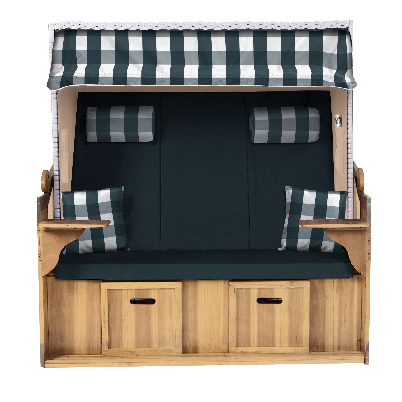 Strandkorb Hanse Strandkorb Strandkorb Ostsee XXL 2,5-Sitzer Volllieger Beige Grün, BxTxH: 150x80x160 cm, Ostsee XXL Volllieger, Ostsee 2,5-Sitzer Modell 2025, Stabiles Wacholder mit handgefertigtem Polyrattangeflecht