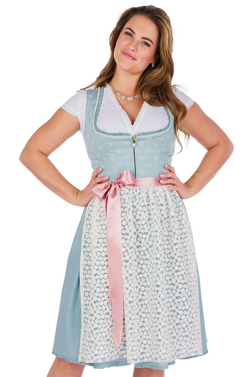 Alpenfee Tracht Dirndl Midi Dirndl 2tlg. - AMY - hellblau