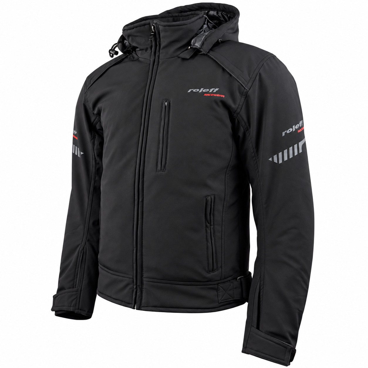 roleff Motorradjacke RO1513 Softshelljacke Kapuze – wasserdicht, atmungsaktiv, Protektoren auch in großen Größen; Kapuze abnehmbar
