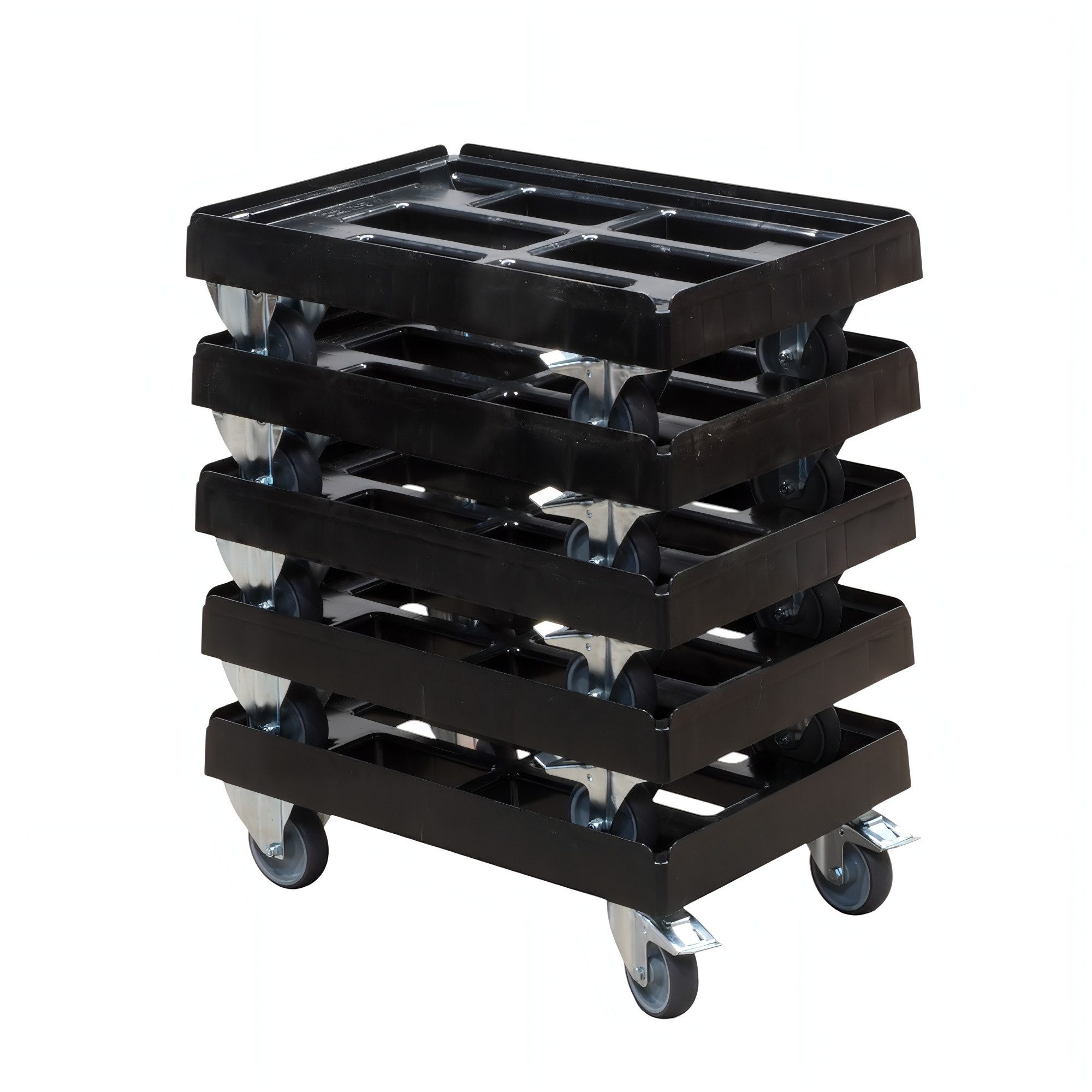 Logiplast Transportroller 5 Stück Transportroller für Kisten 60 x 40 cm mit 2 Bockrollen und 2 B