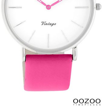 OOZOO Quarzuhr Oozoo Damen Armbanduhr Vintage Series, (Analoguhr), Damenuhr rund, groß (ca. 40mm) Lederarmband, Fashion-Style