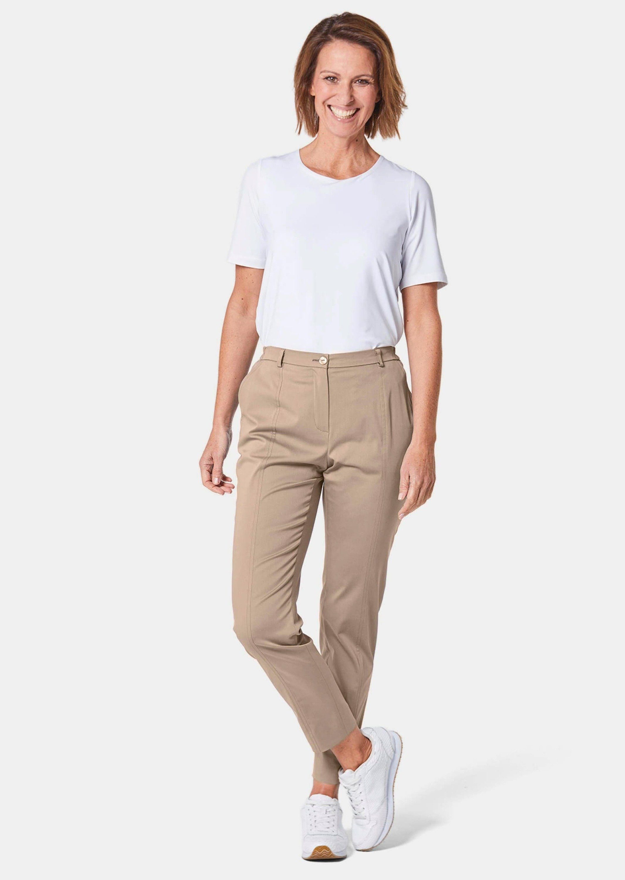 GOLDNER beige Stoffhose Kurzgröße: