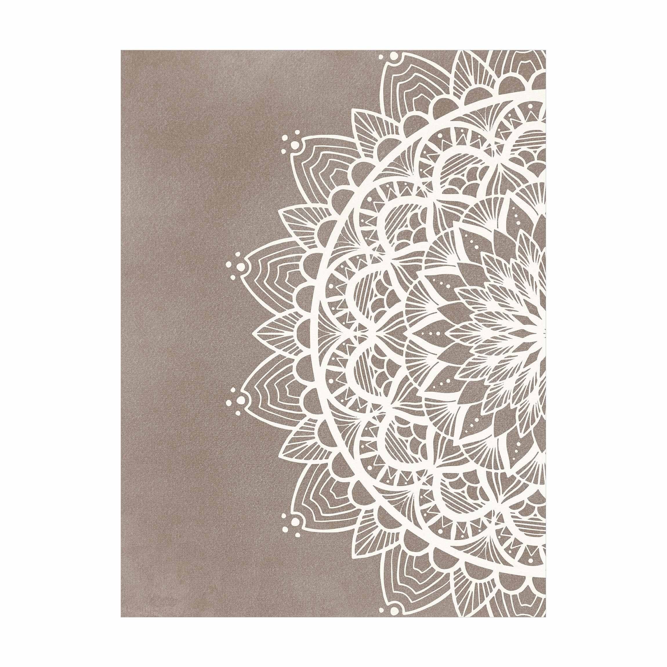 Bilderdepot24 Teppich Vinyl Wohnzimmer Schlafzimmer Flur Küche Mandala modern, rechteckig - grau glatt, nass wischbar (Küche, Tierhaare) - Saugroboter & Bodenheizung geeignet