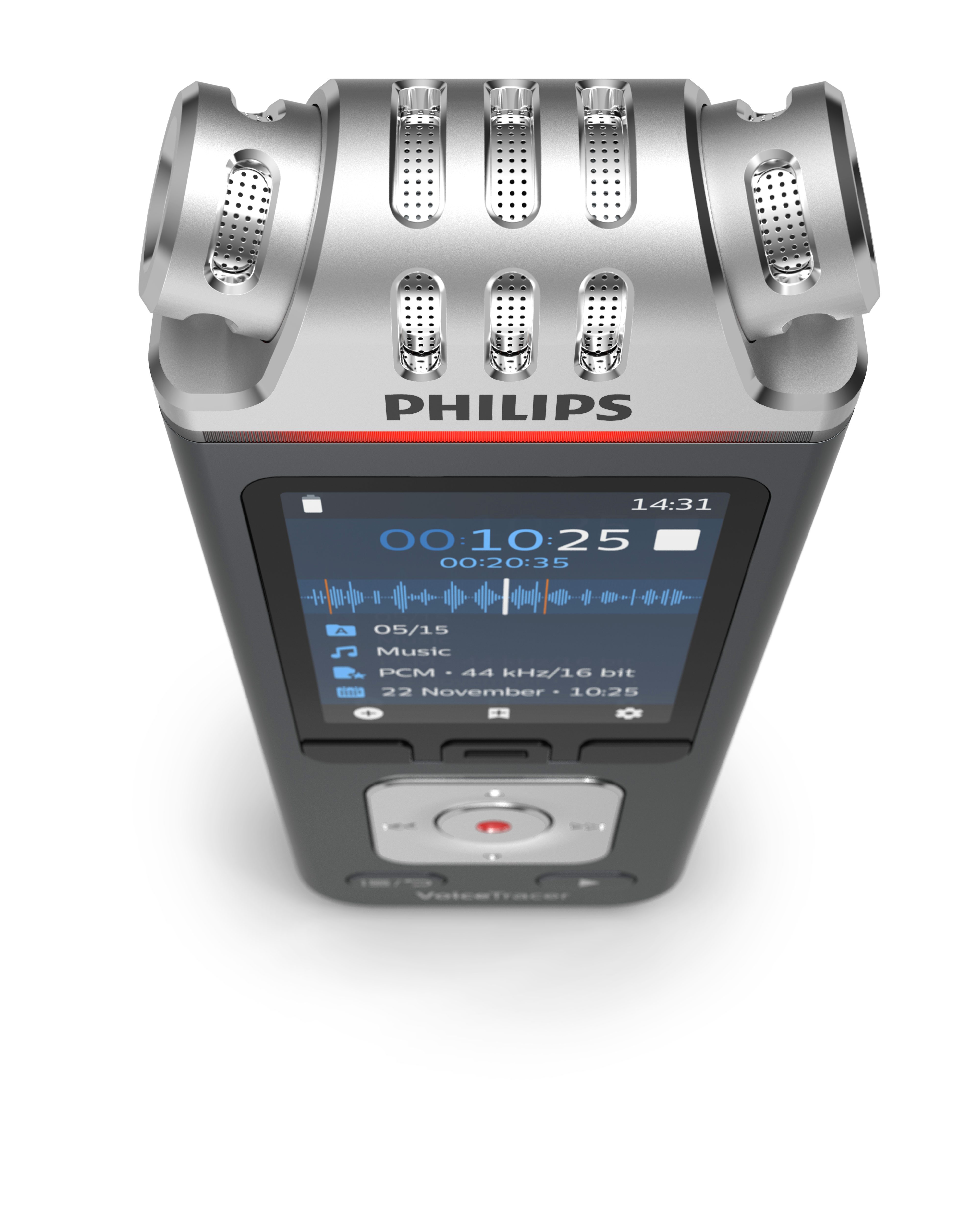 Philips DVT6110 Audiorecorder Digitales Diktiergerät (8GB, 24-Bit-/96-kHz, ClearVoice, WIFI App, Datentransfer)