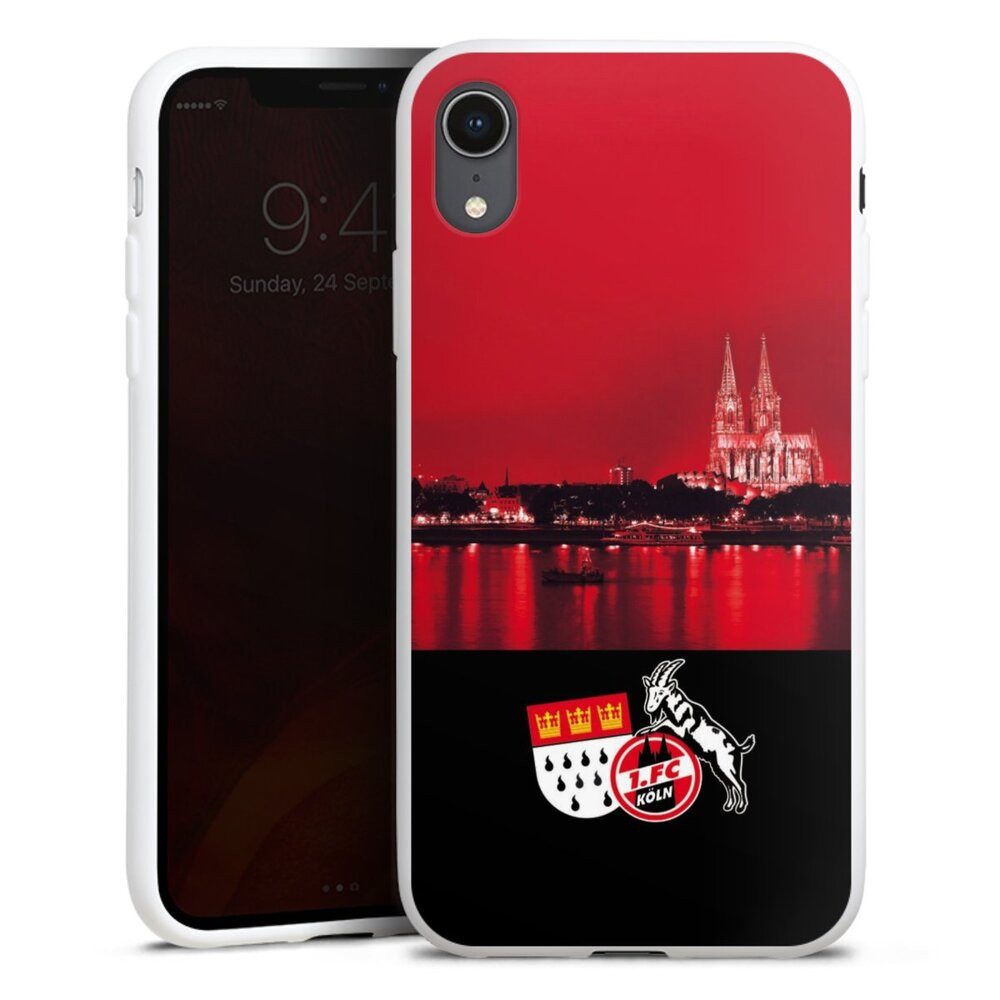 DeinDesign Handyhülle Skyline 1. FC Köln Offizielles Lizenzprodukt Skyline Köln Rot, Apple iPhone Xr Silikon Hülle Bumper Case Handy Schutzhülle