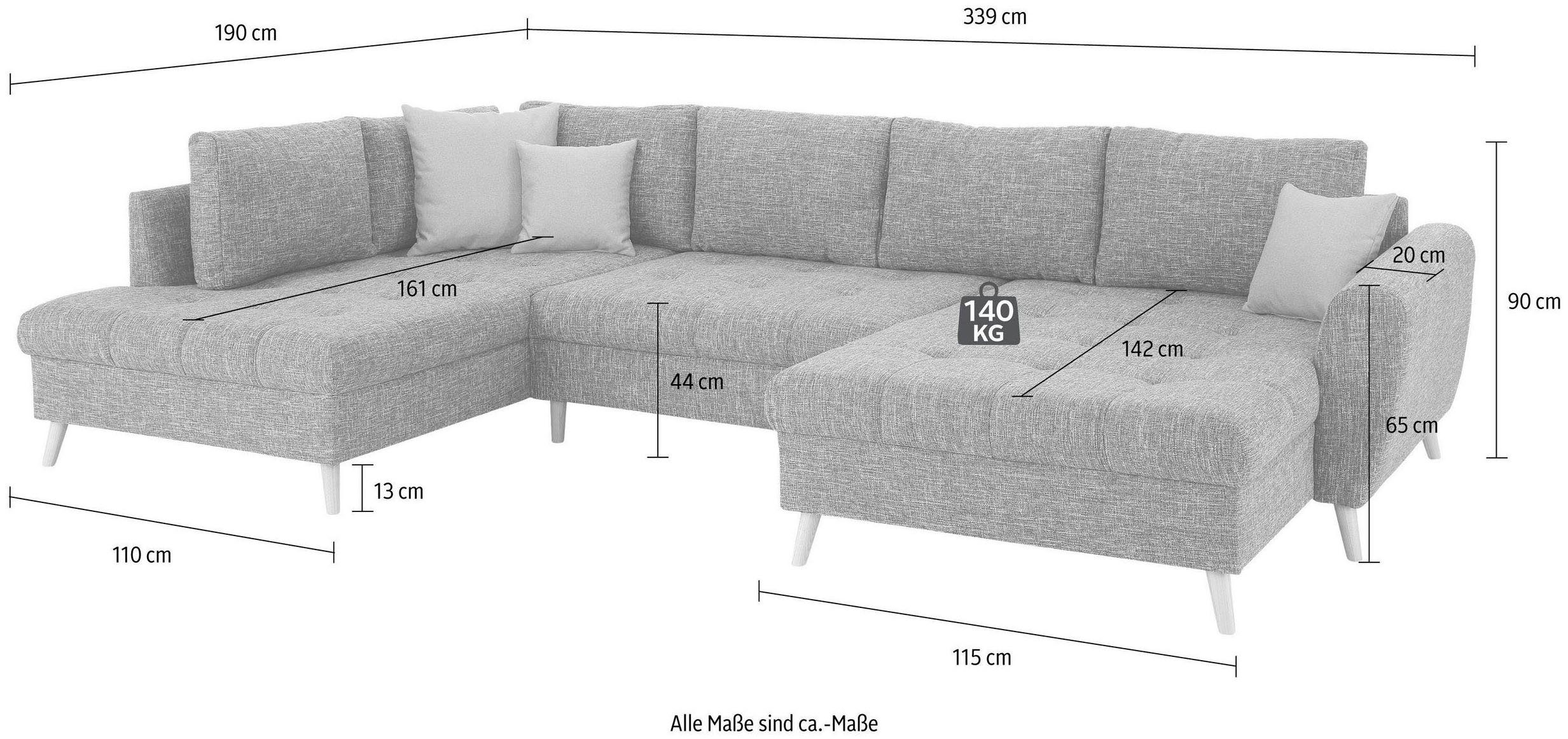 Home affaire Wohnlandschaft »Penelope Luxus«, mit besonders hochwertiger Polsterung für bis zu 140 kg pro Sitzfläche-kaufen
