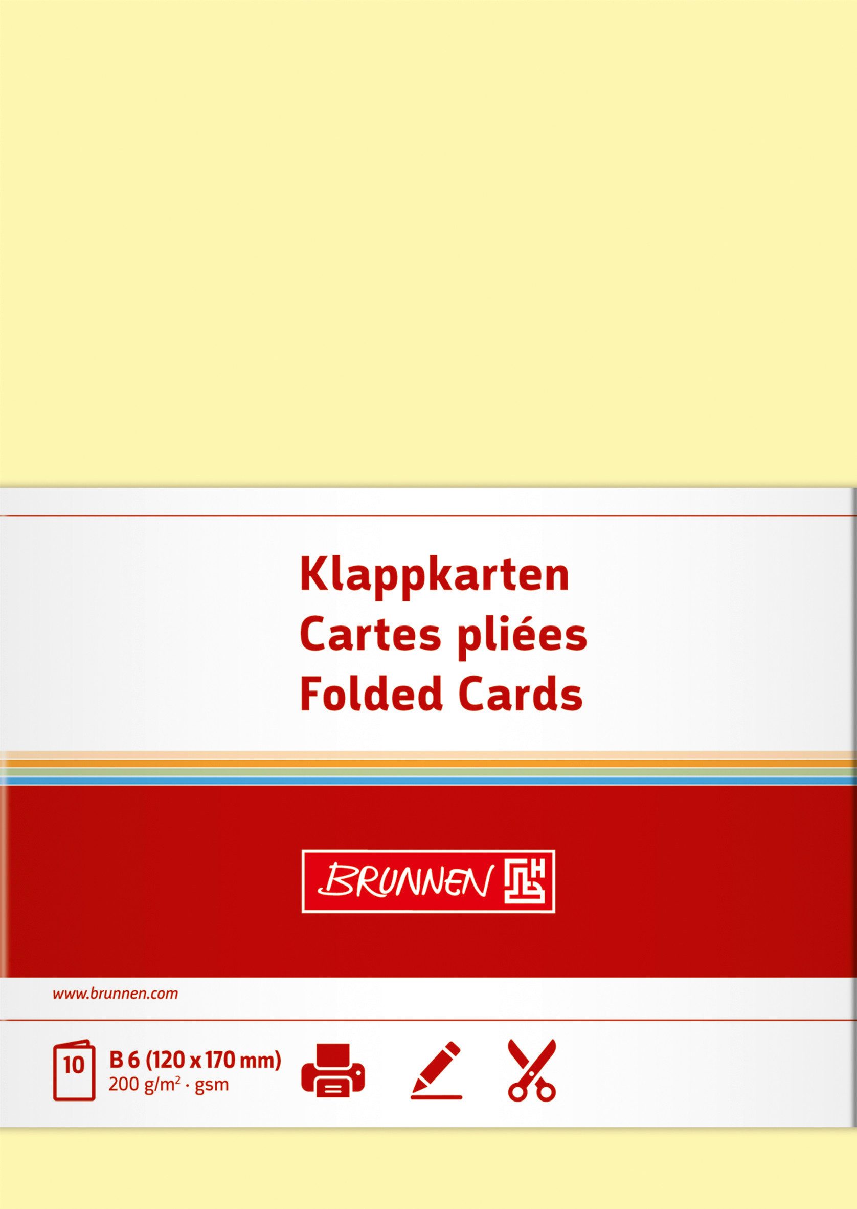 BRUNNEN Grußkarten Klappkarte B6 200g hellgelb 10Karte