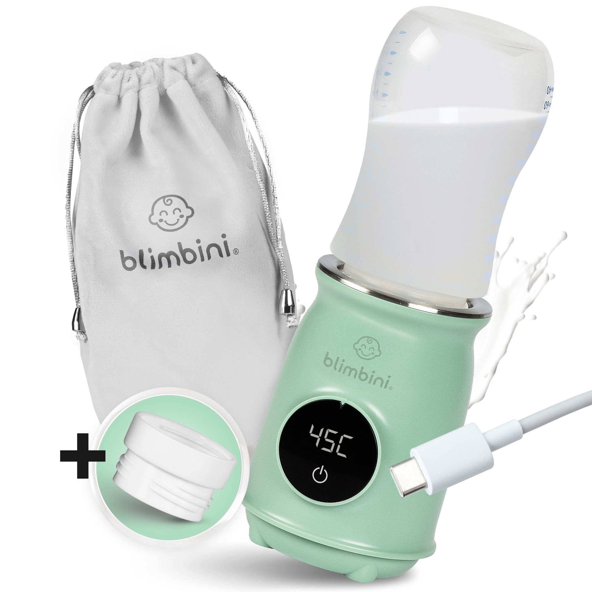 blimbini® Babyflaschenwärmer Pro, Baby Flaschenwärmer für unterwegs mit Akku - ideal zum Reisen
