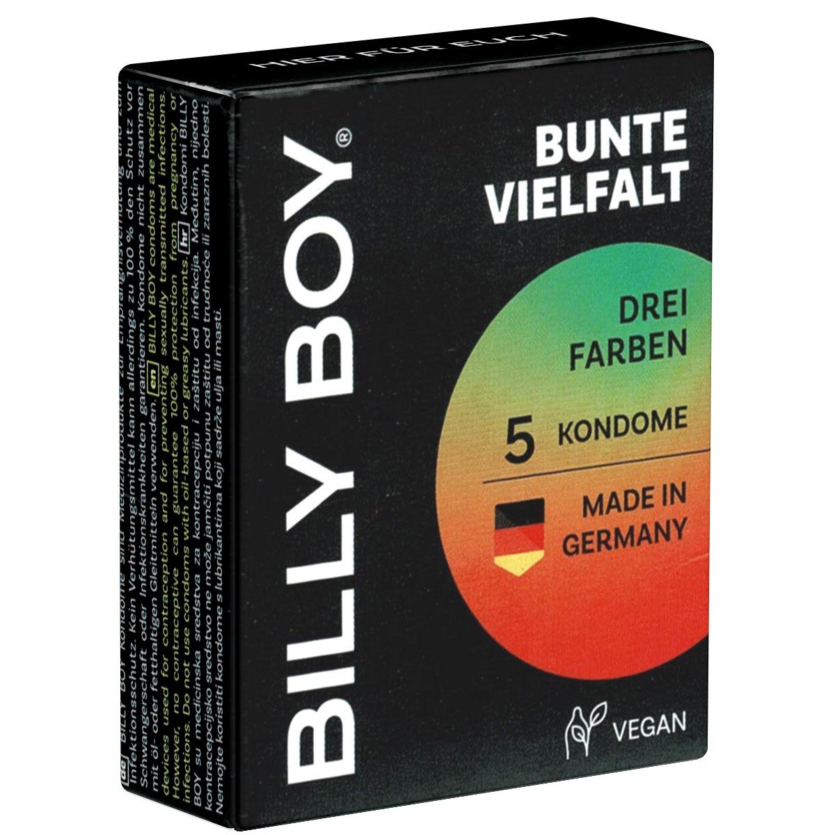 Billy Boy Kondome Bunte Vielfalt (Kondom Sortiment) verschiedene Sorten, Packung mit, 5 St., Kondome mit Gleitfilm, bunt gemischte Kondome