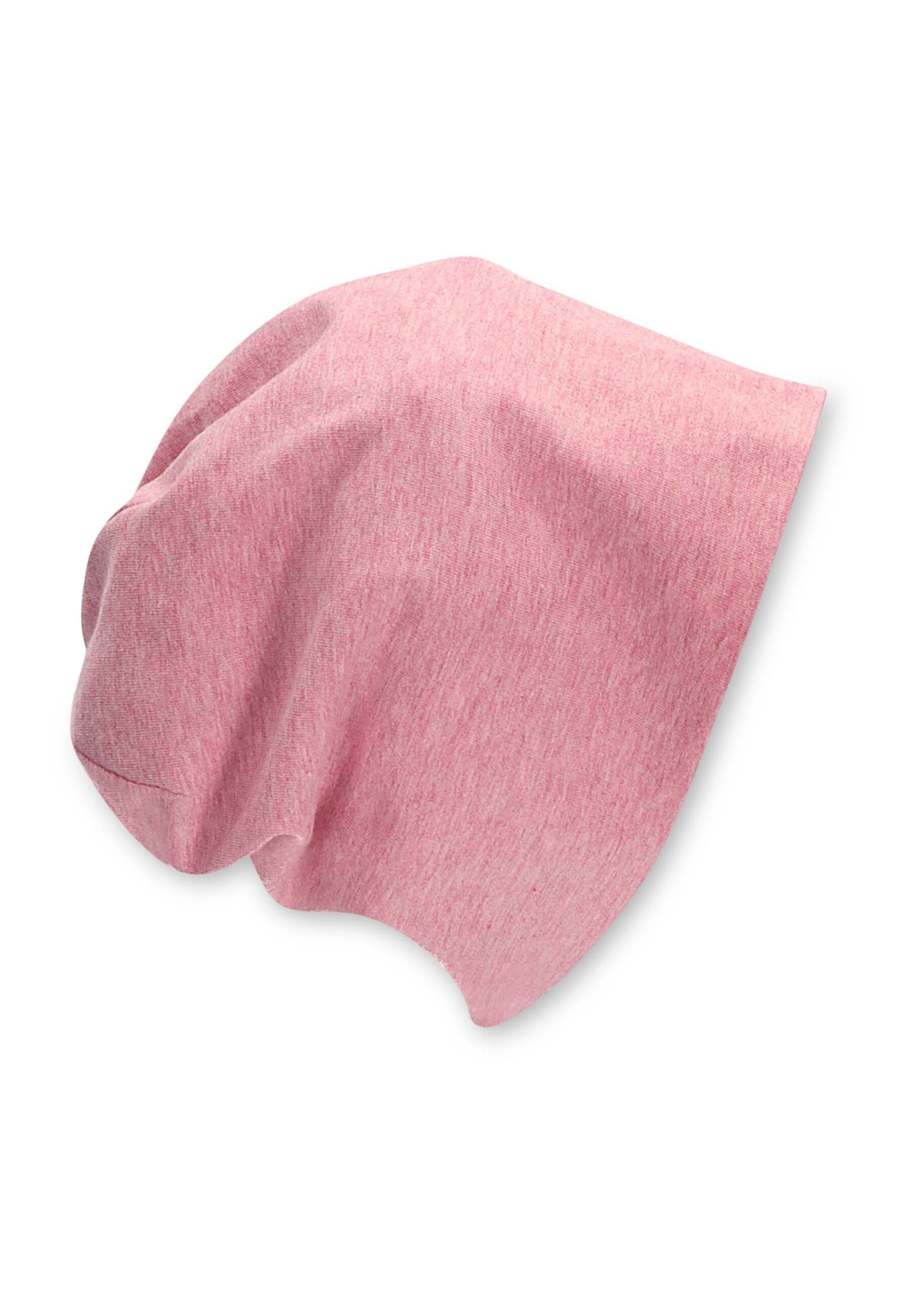tragbar weichem Slouch-Beanie OCS Sterntaler® rosa ohne und Mütze aus Umschlag gestreift Ganzjährig) Melange-Singlejersey (1-St., farben Kindermütze Baby mit Beanie