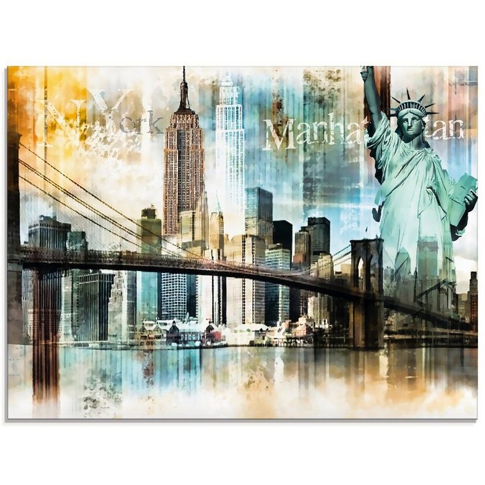 Artland Glasbild New York Skyline Abstrakte Collage Amerika (1 St) in verschiedenen Größen