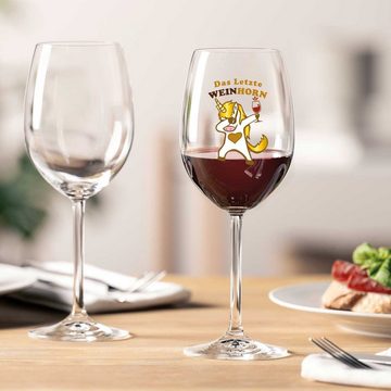 GRAVURZEILE Rotweinglas mit UV Druck - Das letzte Weinhorn Gold - Lustiges Geschenk, Qualitätsglas aus dem Hause Leonardo, Ausführung: 460ml - Daily UV