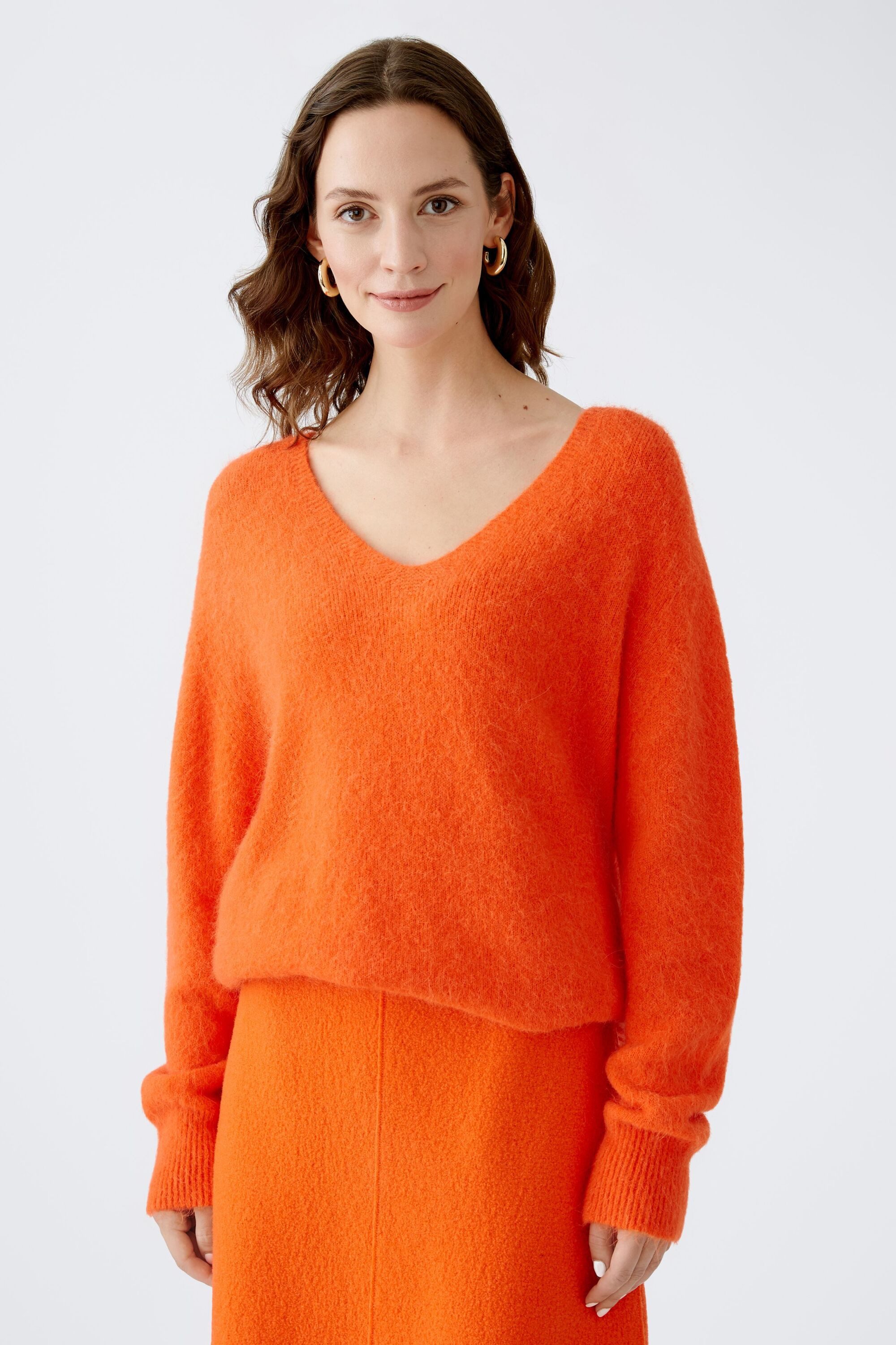 Oui V-Ausschnitt-Pullover Pullover mit Alpaka günstig online kaufen