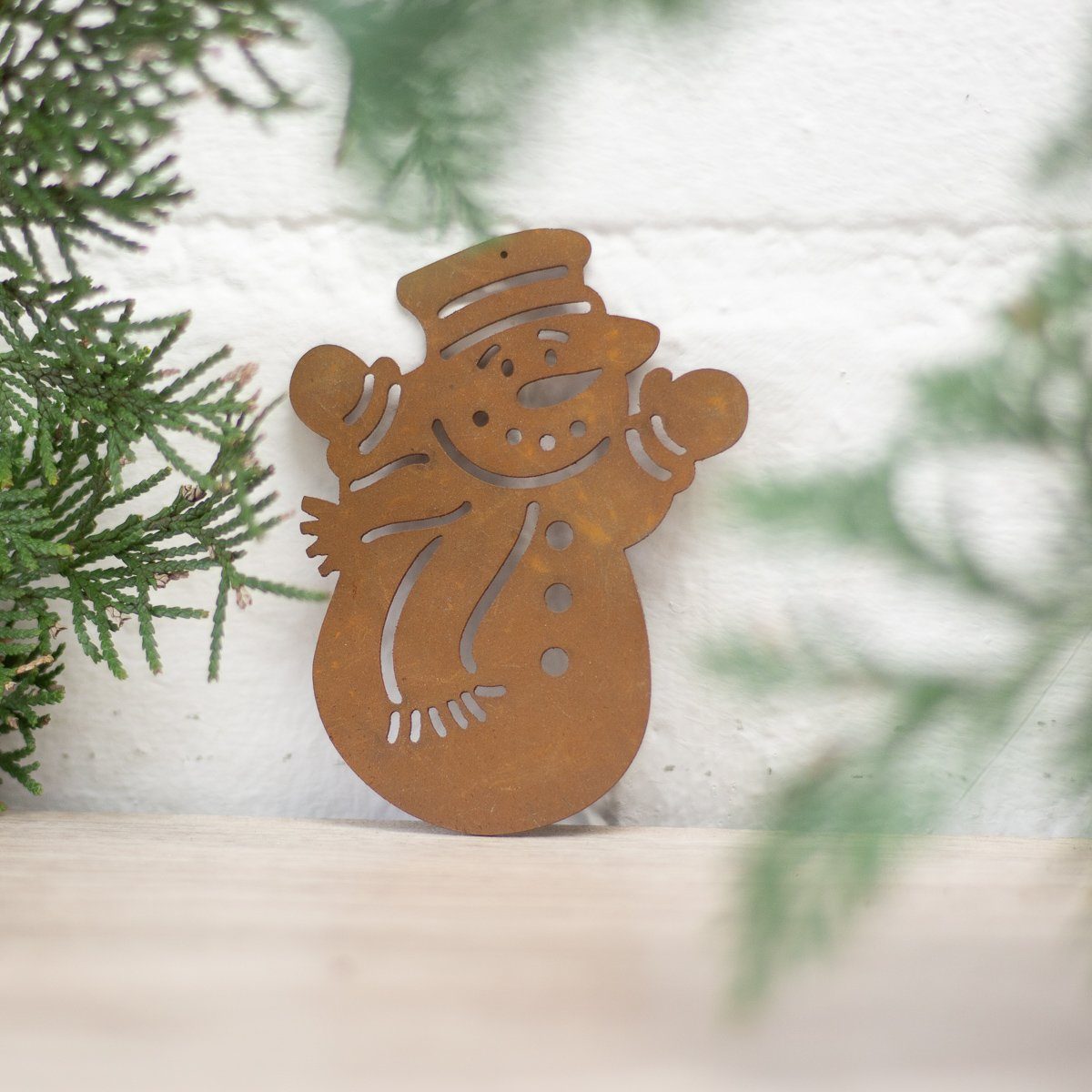 Antikas Gartenfigur Kleiner Schneemann, Fensterdeko, Advents- und Weihnachtsschmuck in