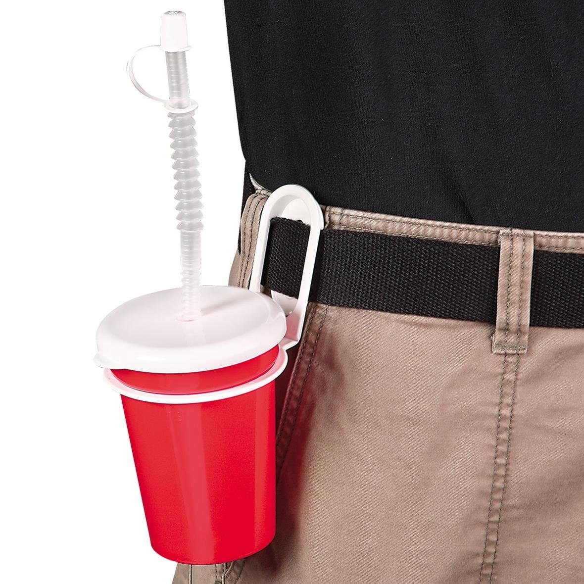 elasto Becher 300 ml Mehrweg Trinkbecher To Go mit Trinkhalm und Gürtelhalterung, Made in Germany, BPA-frei, 100% recyclebar, Wasserbecher, Bruchfest