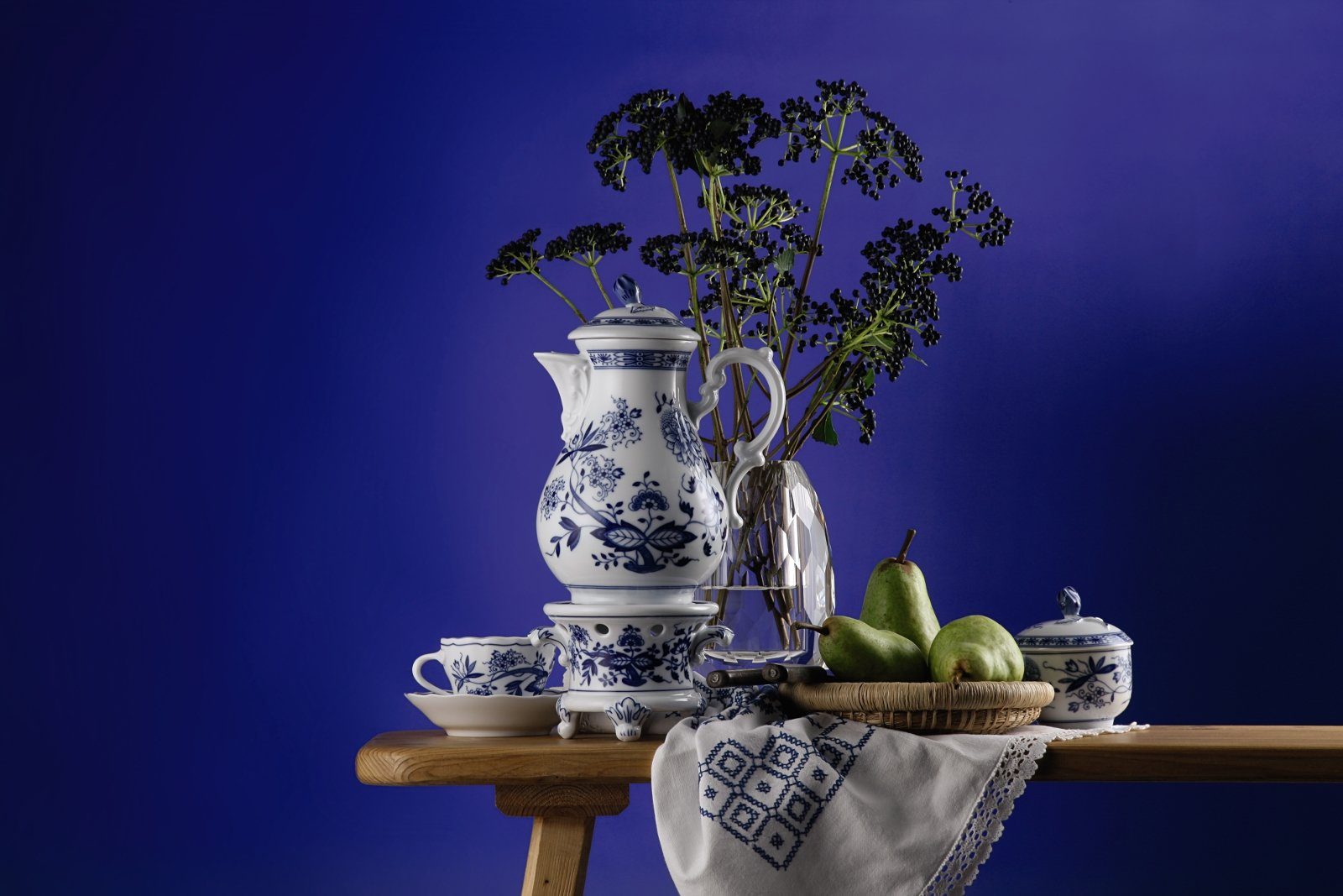 Hutschenreuther Becher Blau Zwiebelmuster Becher mit Henkel 0,3 l, Porzellan, Tassen