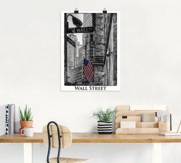 Artland Wandbild New York Wall Street, Amerika (1 St), als Leinwandbild, Poster in verschied. Größen