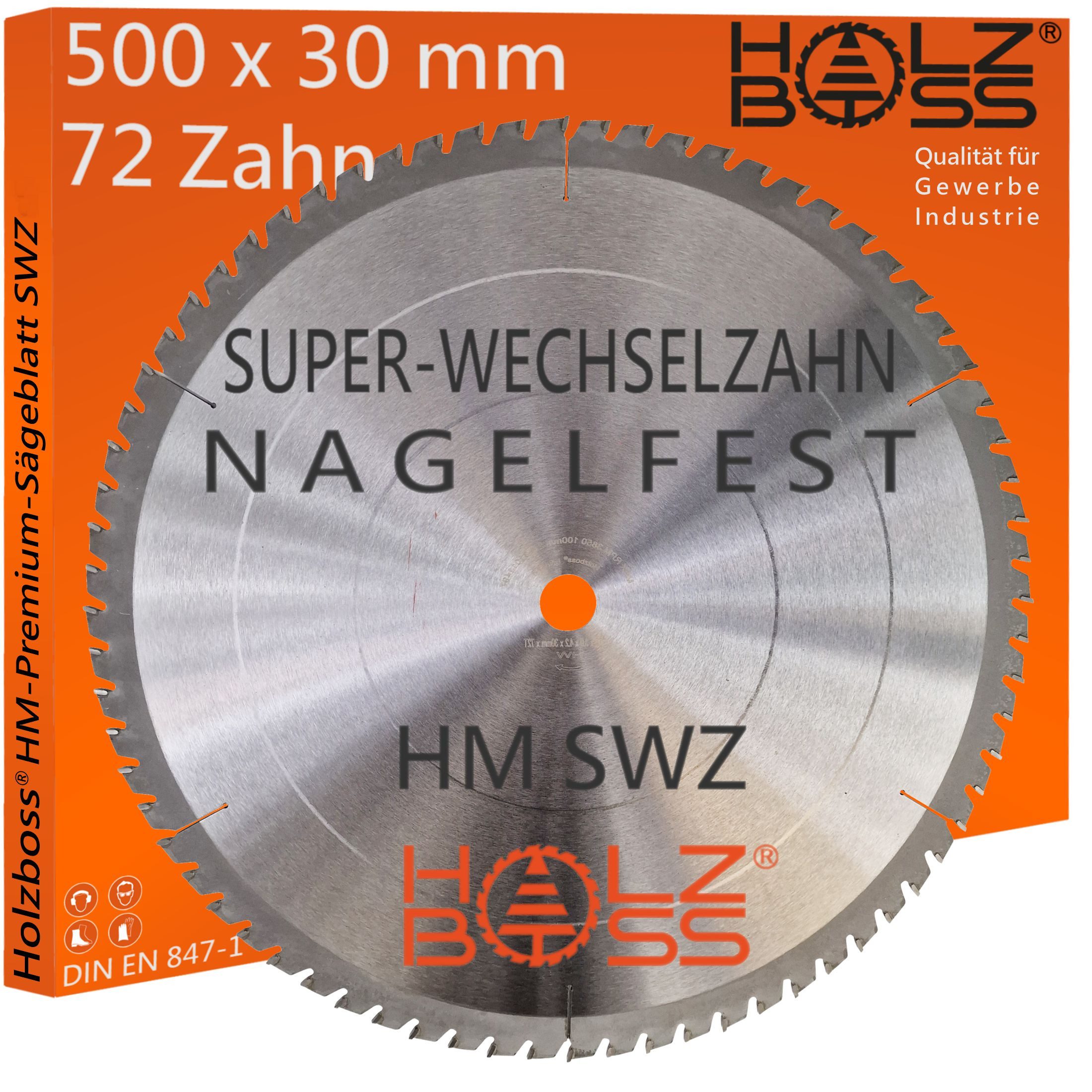 Holzboss® Sägeblatt Holzboss ® HM-Sägeblatt 500 x 30 mmØ SWZ 72 x Super-Wechselzahn