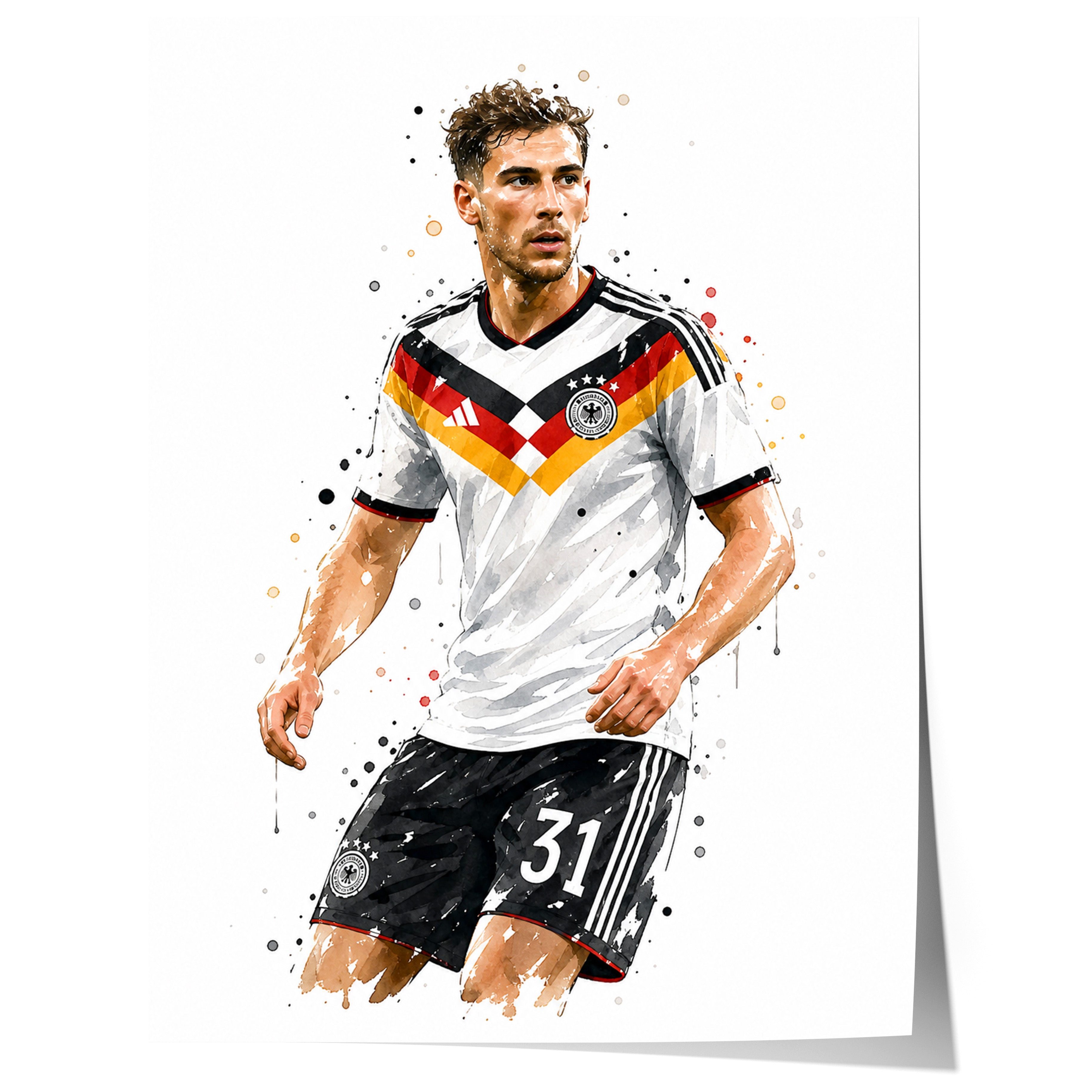 JUSTGOODMOOD Poster Deutschland Fussball Geschenkidee Aquarell Sport Wandbild Deko Print o, (1 St)