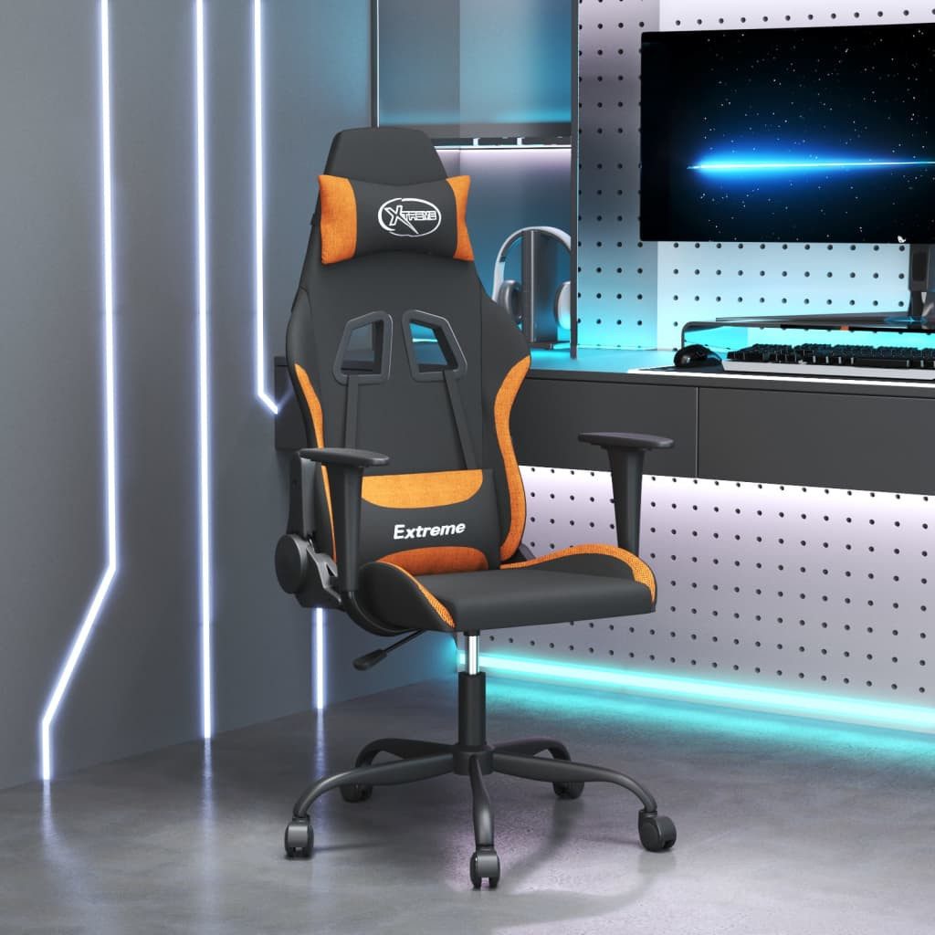 vidaXL Bürostuhl Gaming-Stuhl Drehbar Schwarz und Dunkelgelb Stoff Drehstuhl Arbeitspl