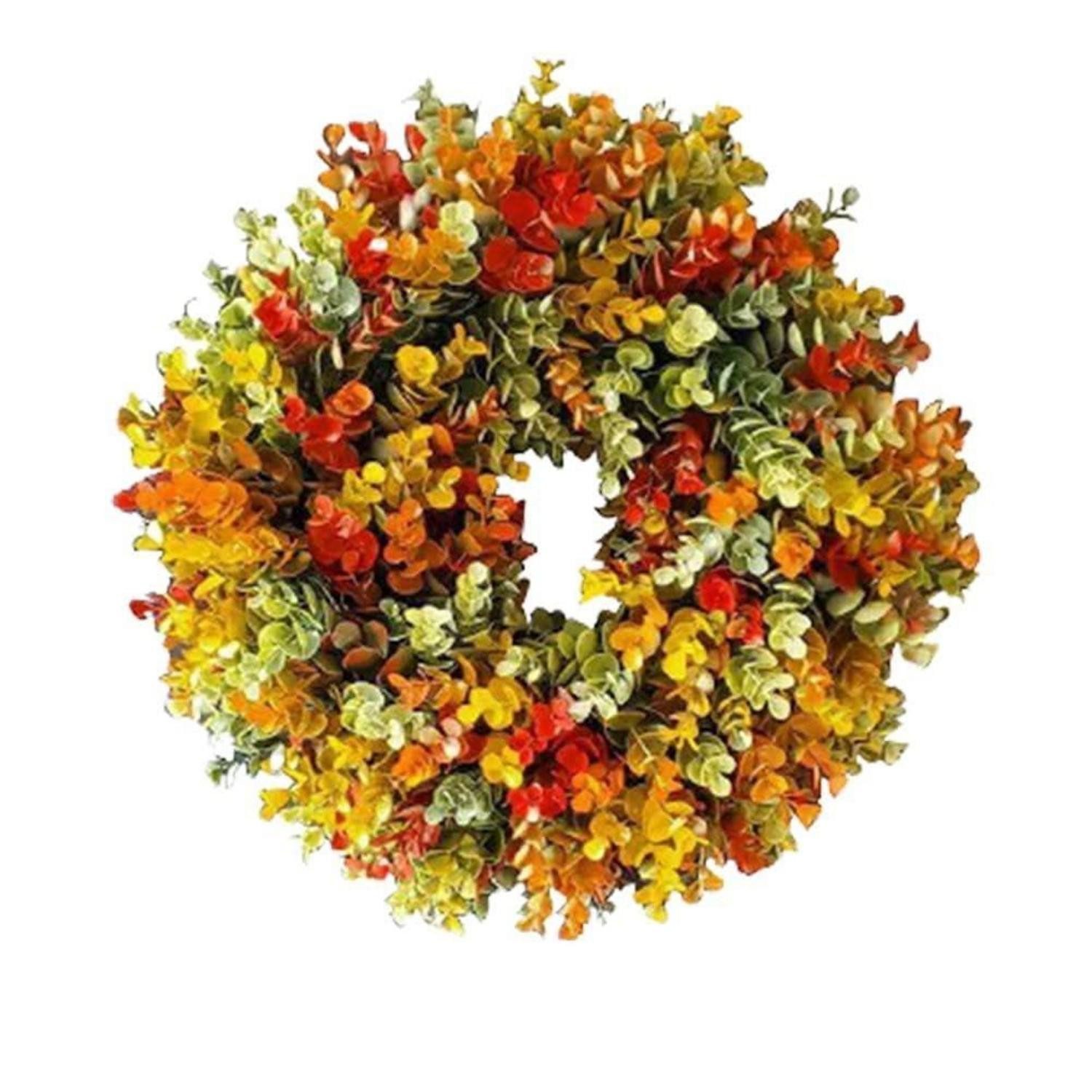 LuxusKollektion Dekokranz Herbstkranz 30cm Blatt Beeren Sackleinen-Netz