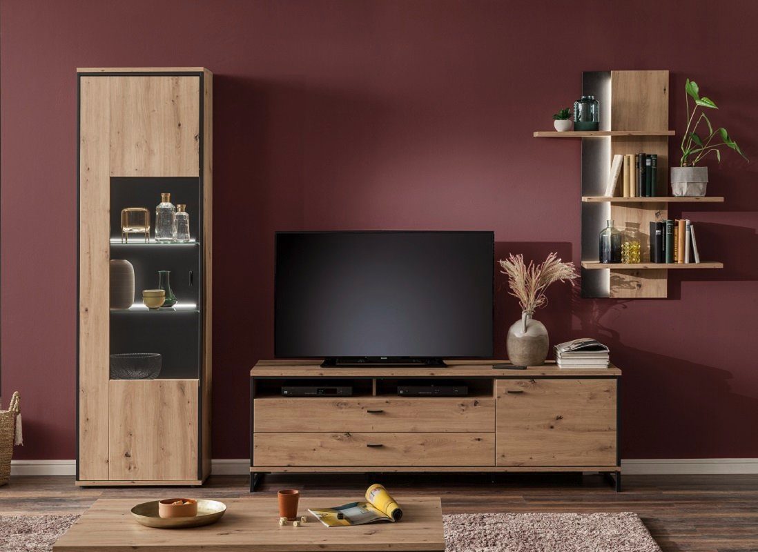 MCA furniture Wohnwand Wohnwand Anbauwand I Buenos Aires, Balkeneiche, 3-teilig, (3-St)