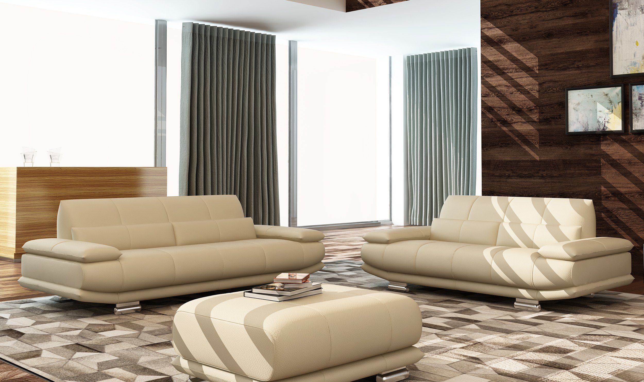 Beiger Leder Sofas Sofa in JVmoebel Couchen Sitz 3 Sitzer Couch Polster Europe Design, Made