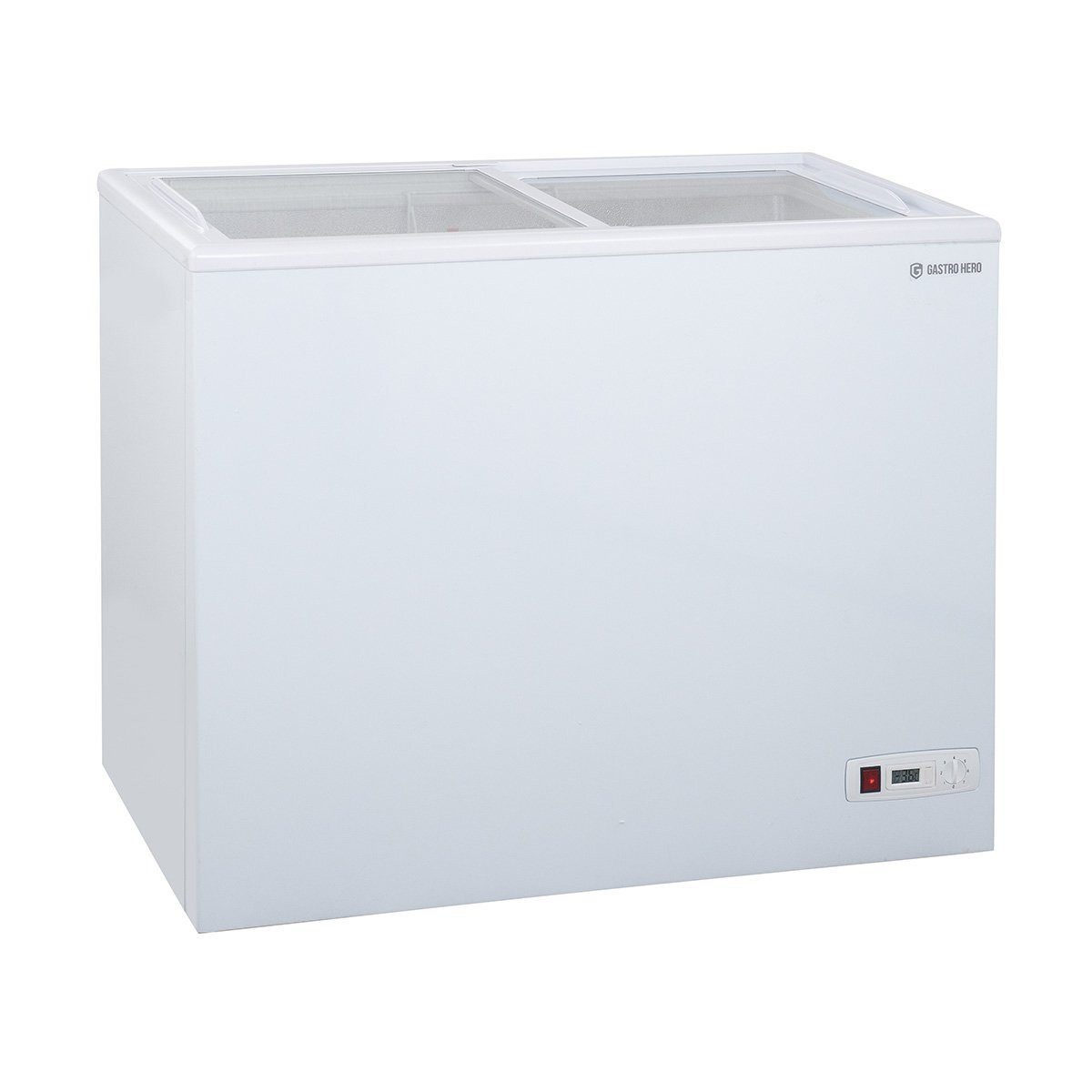 GastroHero Gefriertruhe Tiefkühltruhe ECO 200 mit Glasschiebedeckel, 96 cm breit