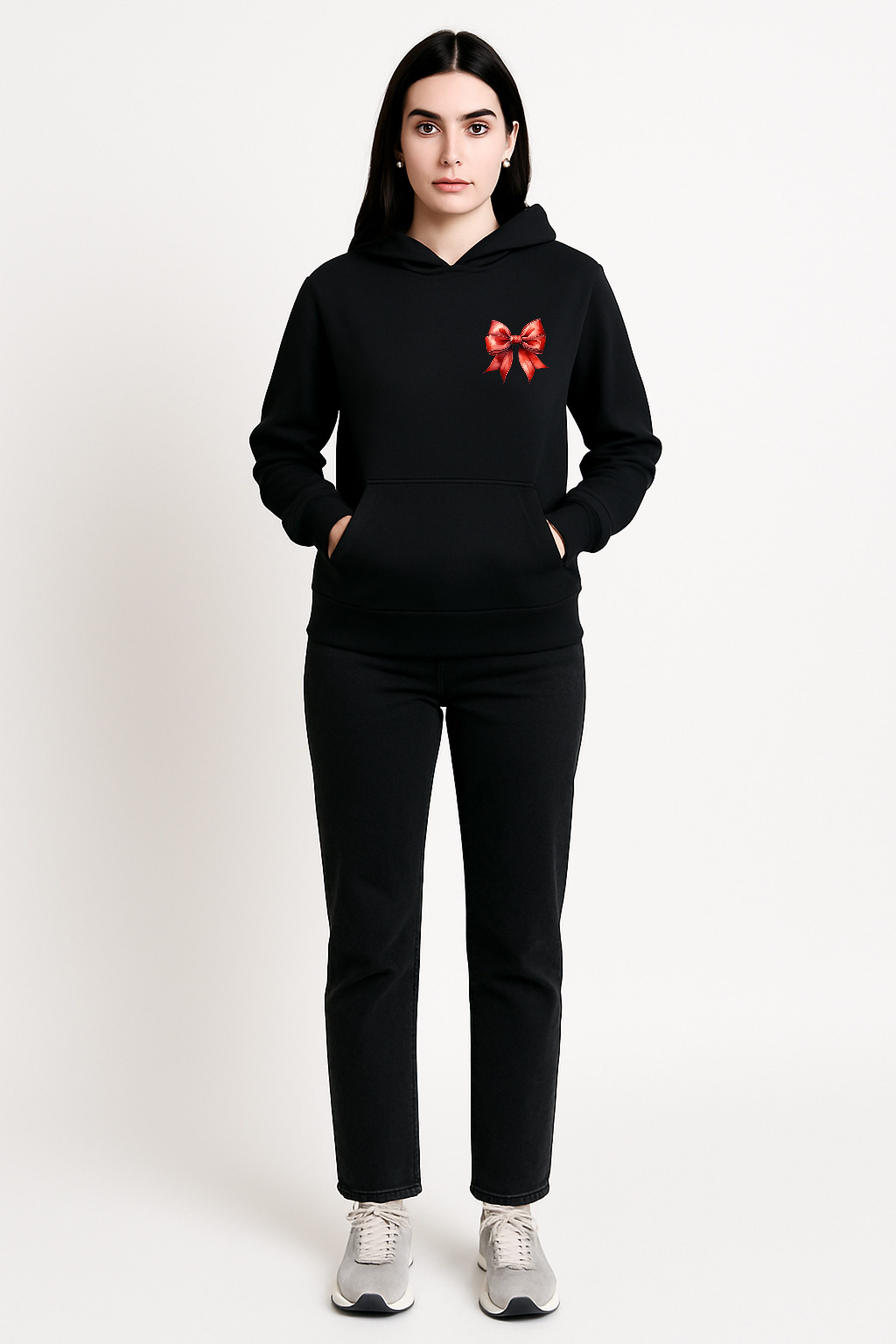 Banco Kapuzensweatshirt Damen rote Schleife - günstig online kaufen