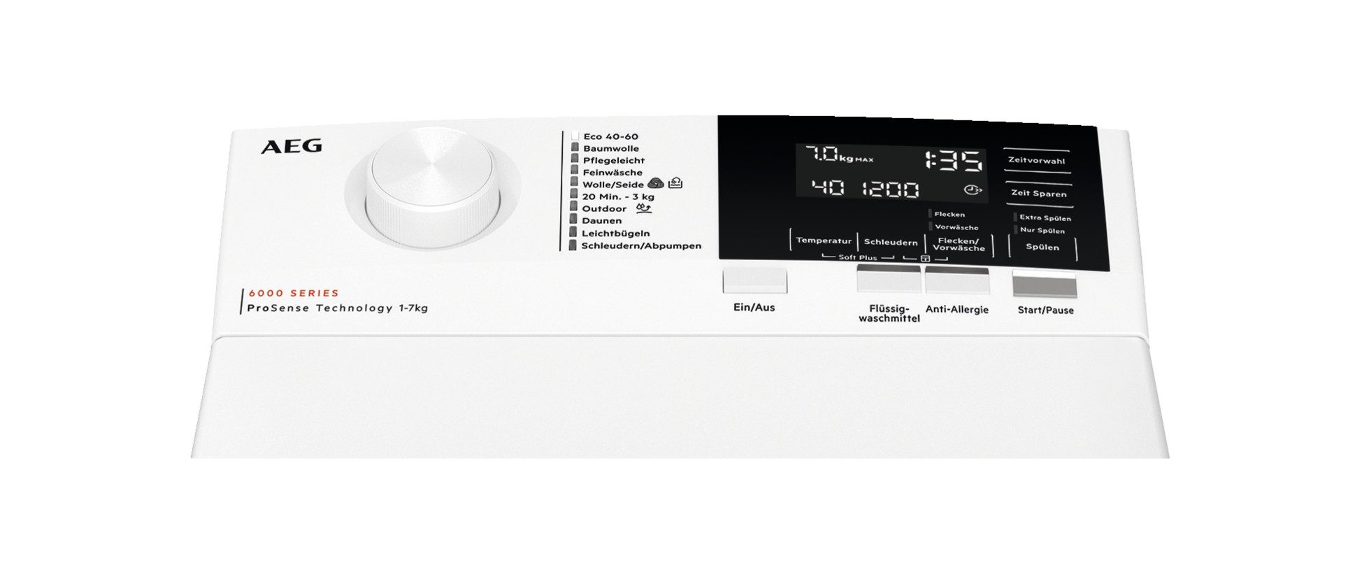 AEG Waschmaschine Toplader 6000 ProSense® LTR6A60370, 7 kg, 1300 U/min, Anti-Allergie-Programm: Entfernt zuverlässig Viren und Bakterien – Bild 2 von 5