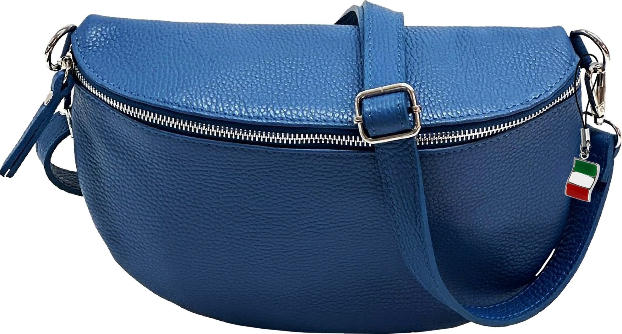 FLORENCE Gürteltasche Florence Tasche Tragegurt passend blau (Gürteltasche), Damen Gürteltasche Echtes Leder, blau, marine ca. 19cm hoch, Tragegurt