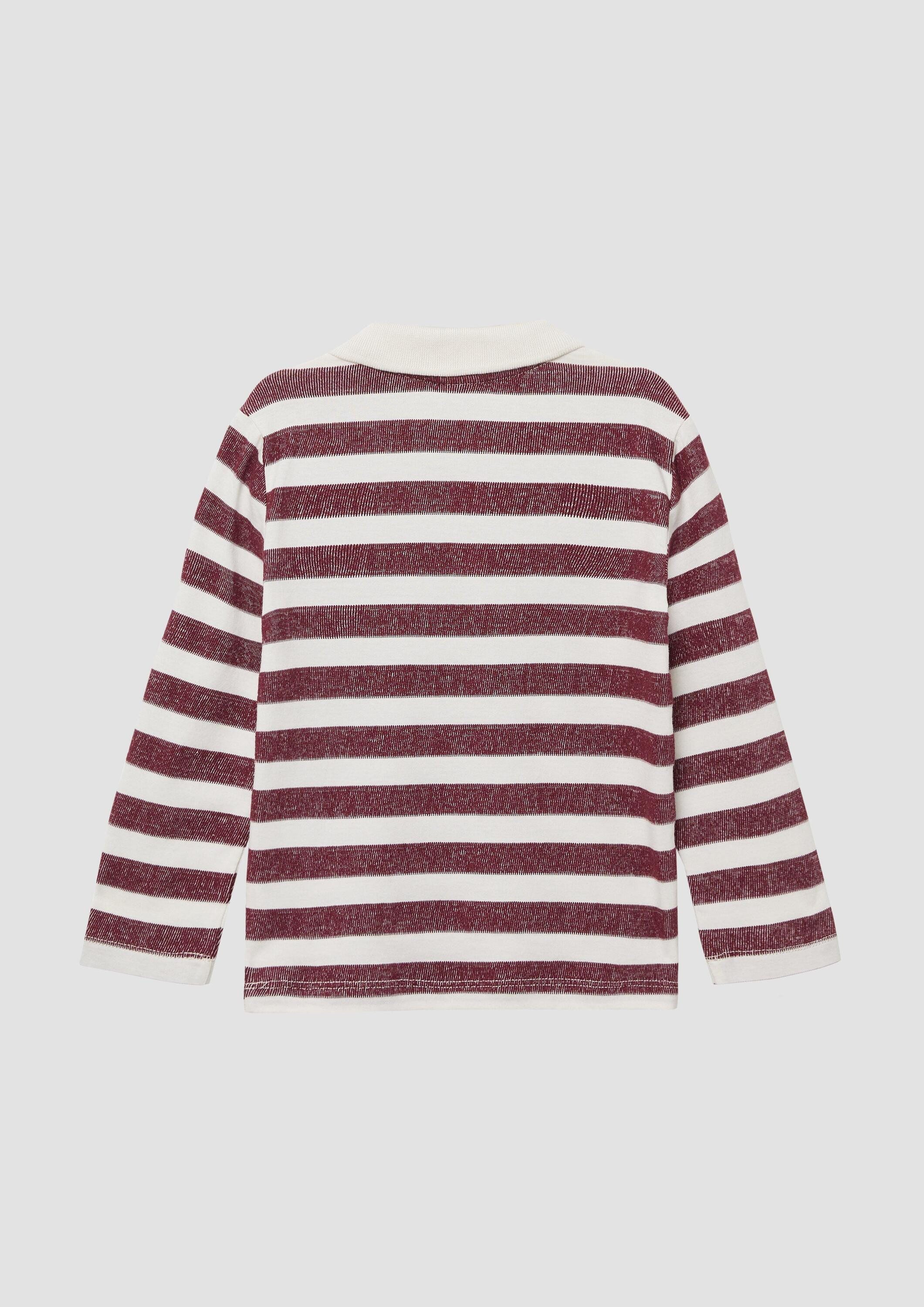 s.Oliver Langarmshirt Polo-Shirt Langärmeliges Poloshirt mit Streifen