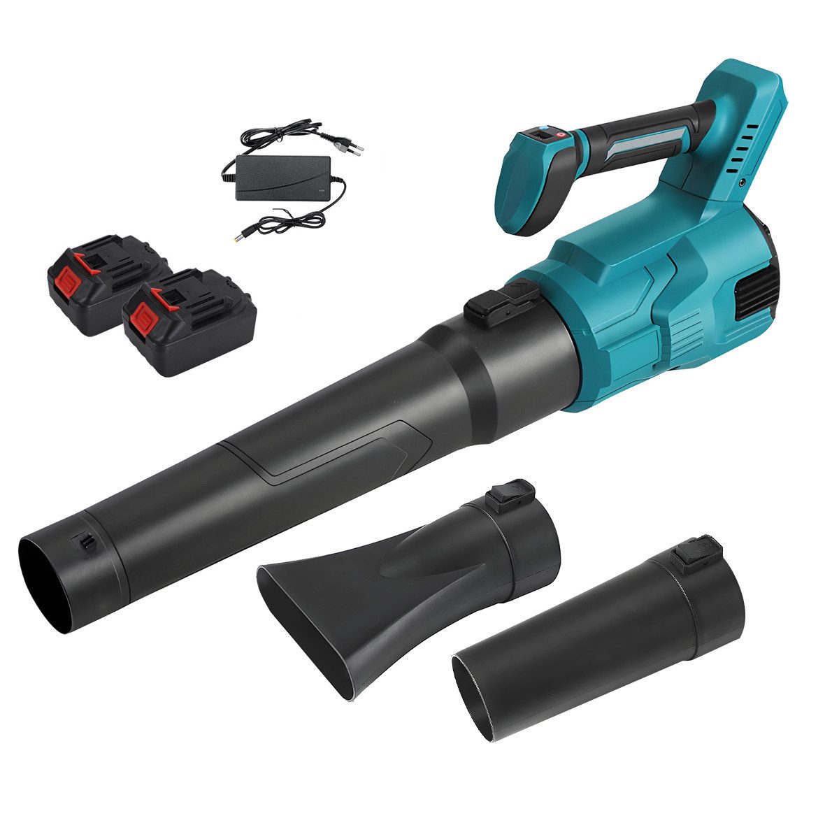 Insma Akku-Laubbläser 3 Gang Elektrischer Turbo Laubbläser, (25000 U/min, 60 m/s, Bürstenloser Motor), mit 2x Akkus, 1× verlängert Runddüse und Flachdüse