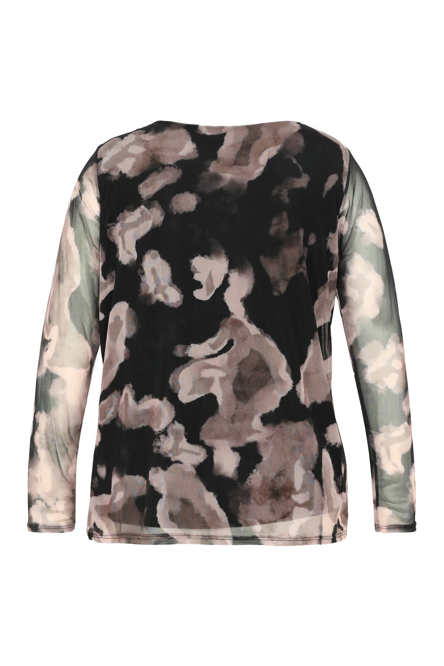 T-Shirt Mit Camouflagemuster Fischnetz-T-Shirt Paprika