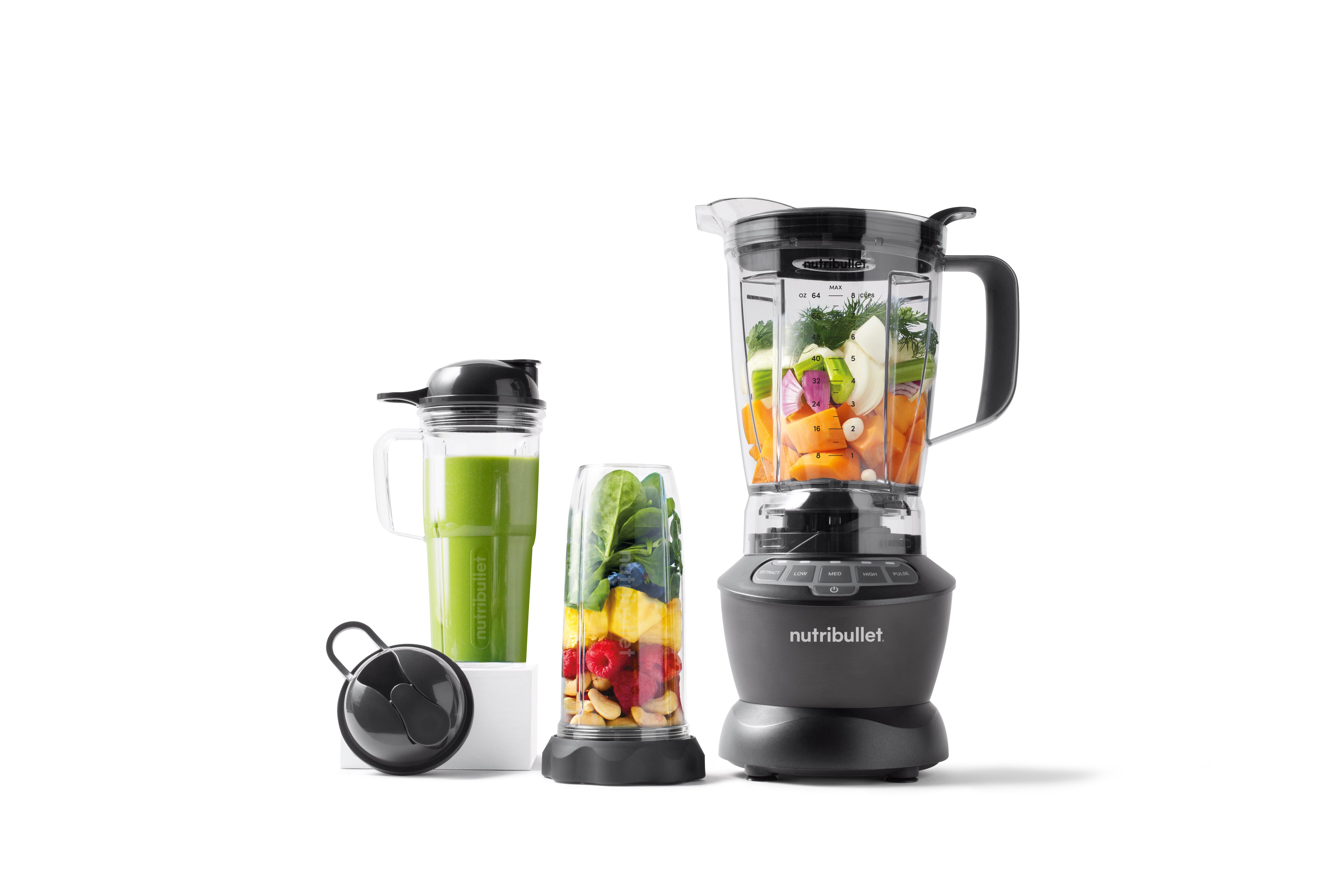 nutribullet Standmixer Full Size Blender Combo NBF500DG, 1200 Watt, Dunkelgrau, 1200 W, 1,8 L Krug, Deckel mit Öffnung, 700&900ml Mixbecher mit to-go Deckeln