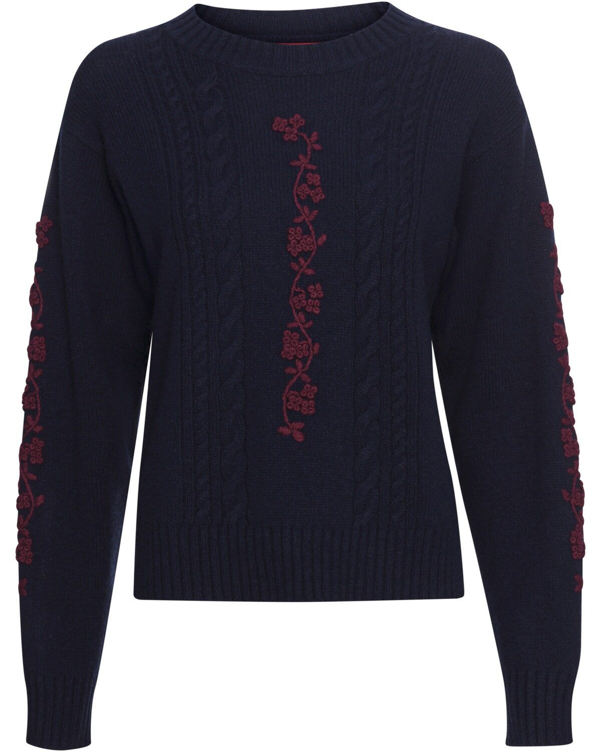 Strickpullover Pullover mit Blumenstickerei
