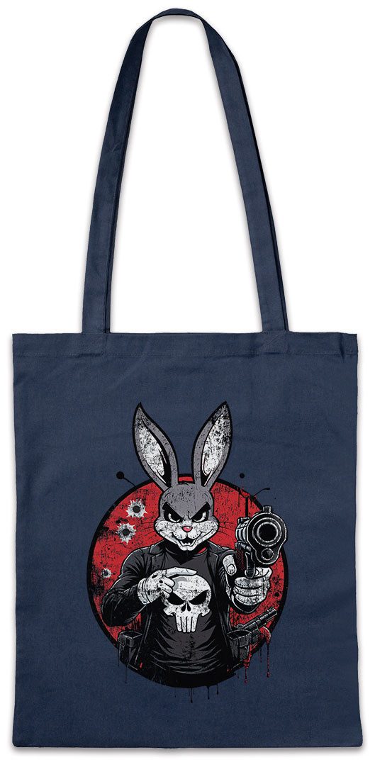 Beuteltasche Vigilante Bunny Stofftasche Skull Logo Toon Cartoon Comic Wild