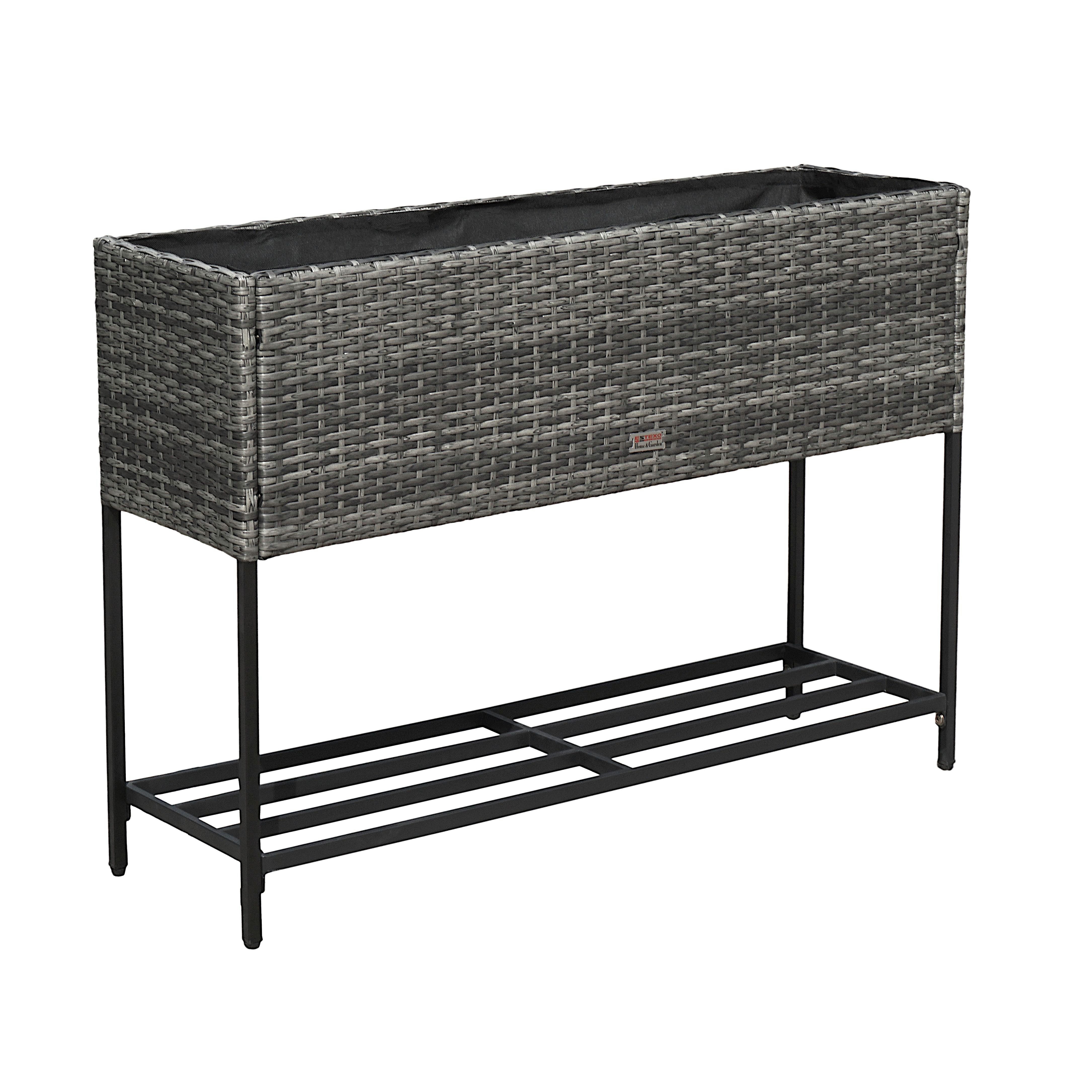 ESTEXO Hochbeet Polyrattan Blumenbeet 100x30x70cm Kräuterbeet Gemüsebeet Anthrazit-G