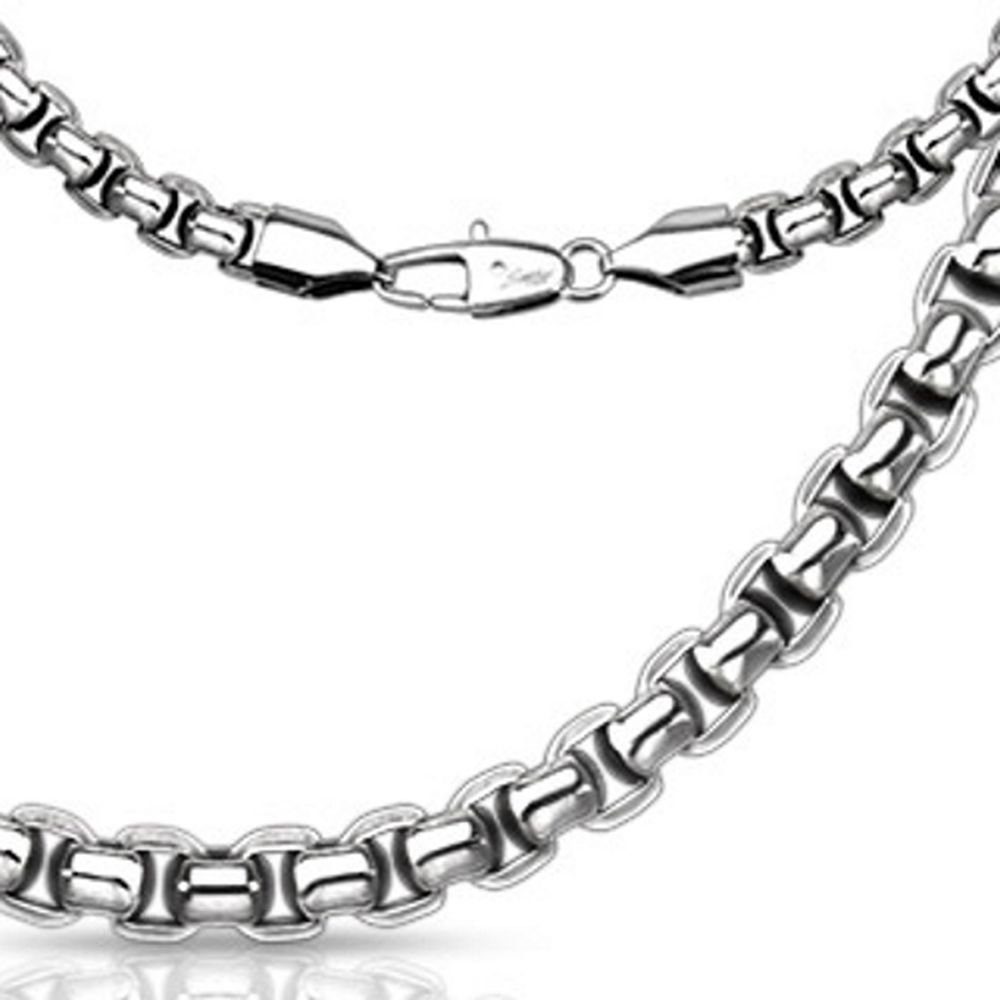 Unisex gerundete aus Glieder Silber Edelstahl BUNGSA Necklace Halskette (1-tlg), Kette Ketten-Set