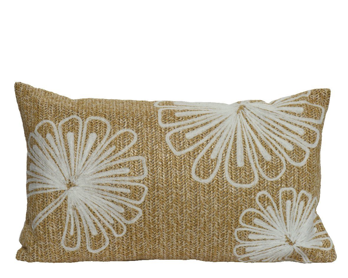 Decoris season mit natur beige Motiv 30x50cm Dekokissen und Füllung decorations Outdoor Dekokissen, Blumen