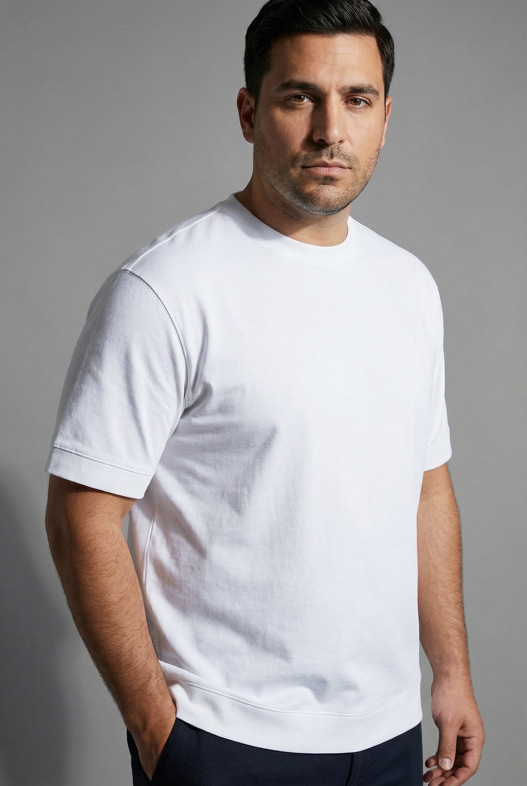 Man's World Plus Rundhalsshirt auch in Grosse Größen bis Gr. 7XL Bauch-Fit mit breitem Saumbündchen (2er-Pack) Regular Fit, Kurzarm, unifarben, auch in großen Größen