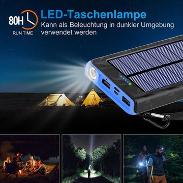 Daskoo 26800mAh Powerbank Solar mit LED-Taschenlampe und 2 USB-C Output Solar Powerbank, Solar Ladegerät für die meisten elektronischen Geräte auf dem Markt