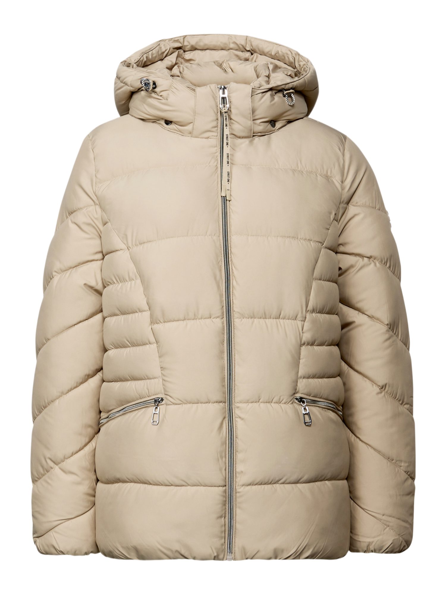 STREET ONE Outdoorjacke natur,Outdoor,Polyester,Unifarben,Stehkragen,Lang,Regular Fit