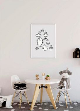 Komar Poster Scribble Birdy, Tiere (1 St), Kinderzimmer, Schlafzimmer, Wohnzimmer
