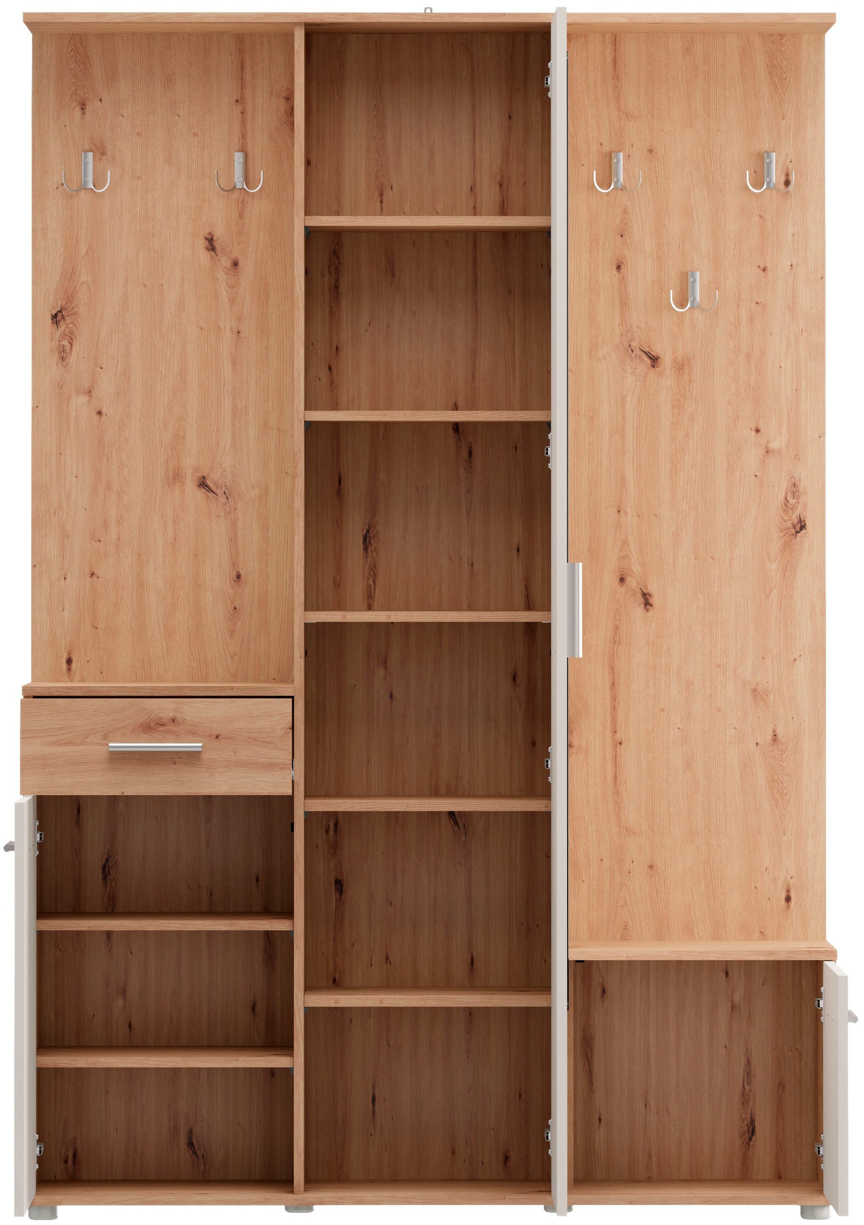 OTTO home Kompaktgarderobe Martin Flurgarderobe, Dielenschrank, Flurmöbel, Breite 134 cm Schuhschrank, mit Spiegel, in modernen Farben, mit 10 Haken – Bild 5 von 5