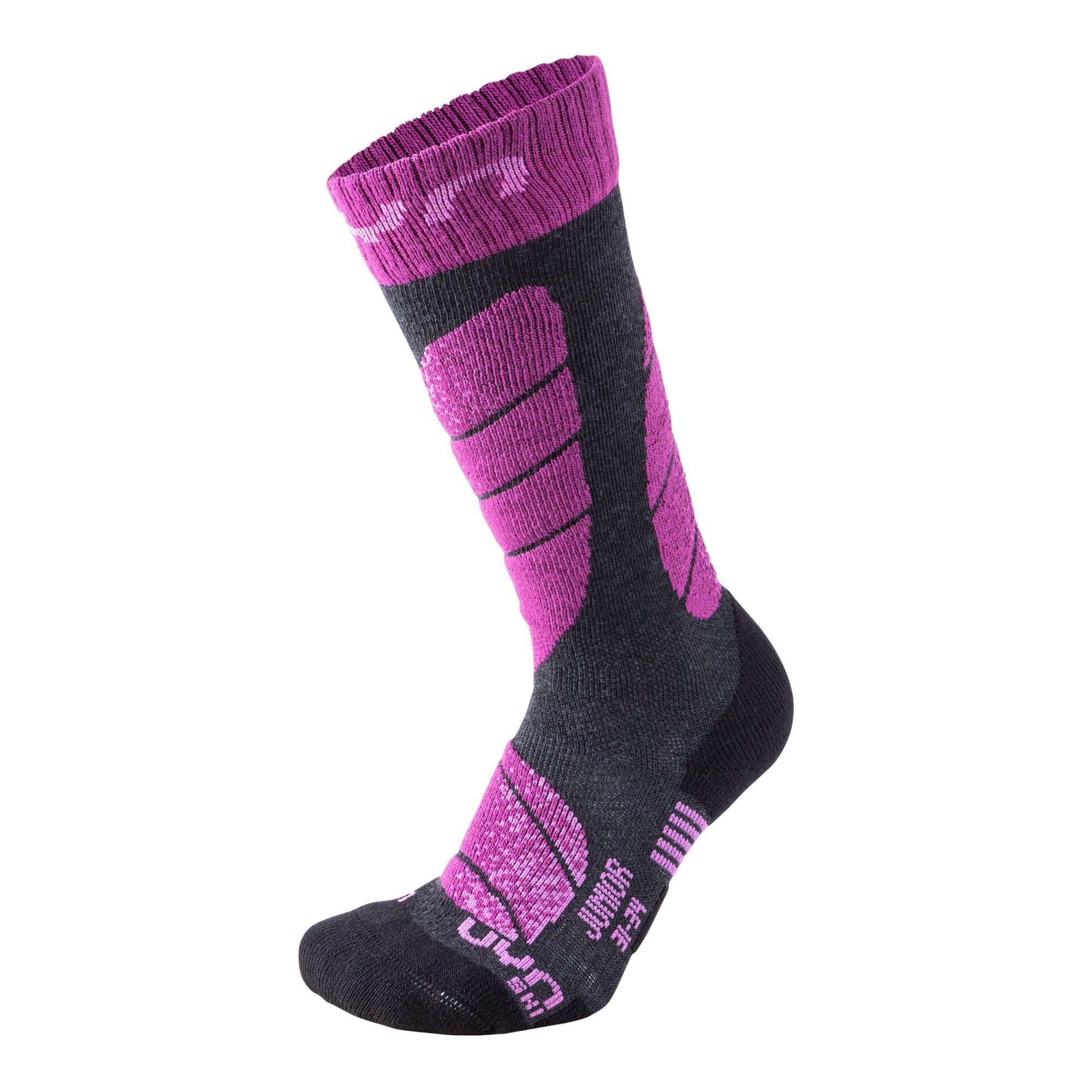 UYN Thermosocken Uyn Junior Ski Socks Kinder Kompressionssocken Anthracite Melange - Purple